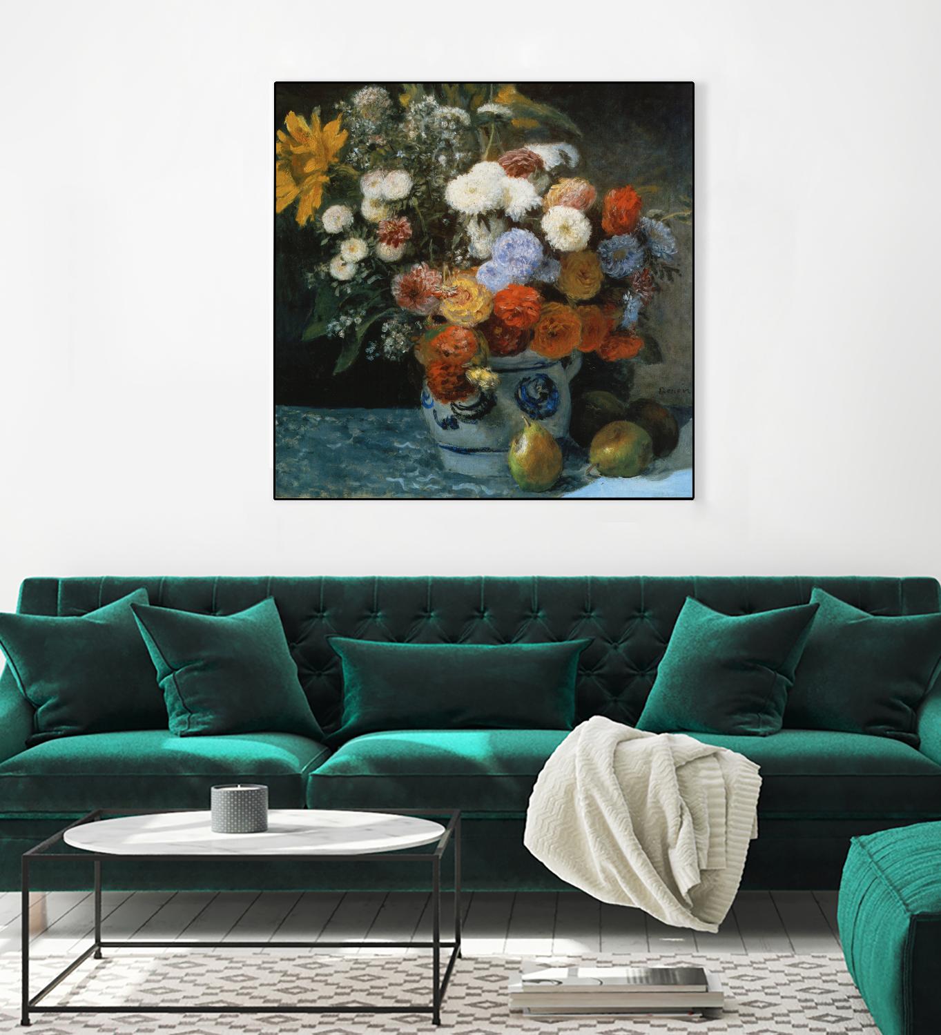 Fleurs dans un pot en faïance by Auguste Renoir on GIANT ART - red flowers