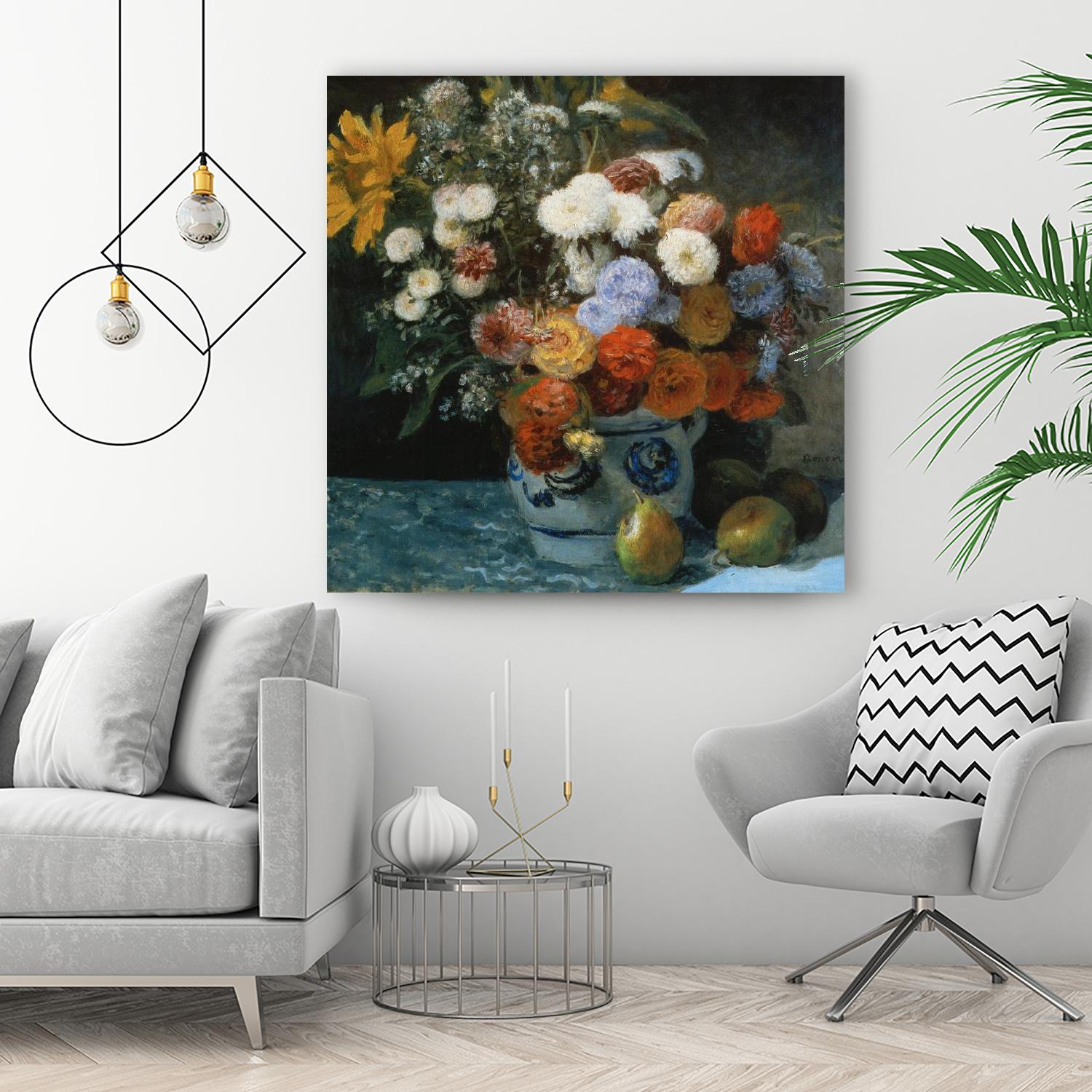 Fleurs dans un pot en faïance by Pierre-Auguste Renoir on GIANT ART - red flowers