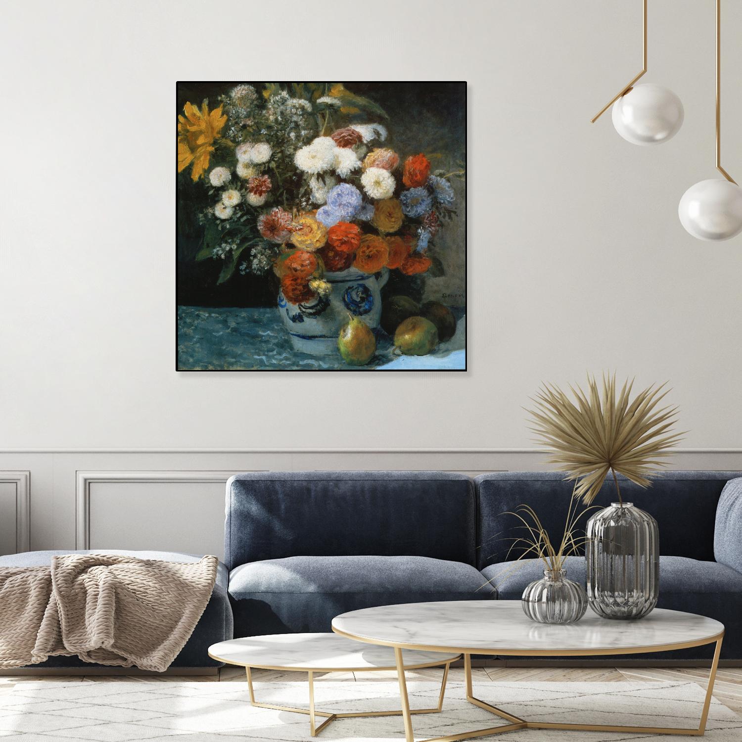 Fleurs dans un pot en faïance by Auguste Renoir on GIANT ART - red flowers