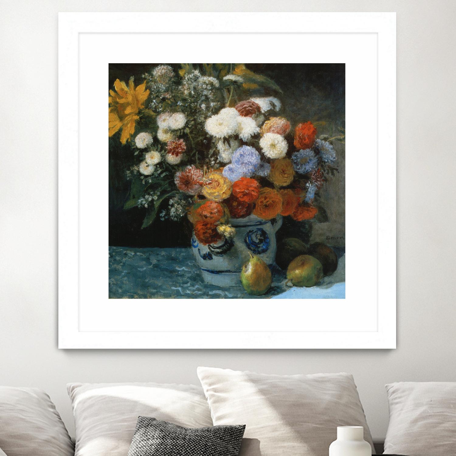 Fleurs dans un pot en faïance by Auguste Renoir on GIANT ART - red flowers