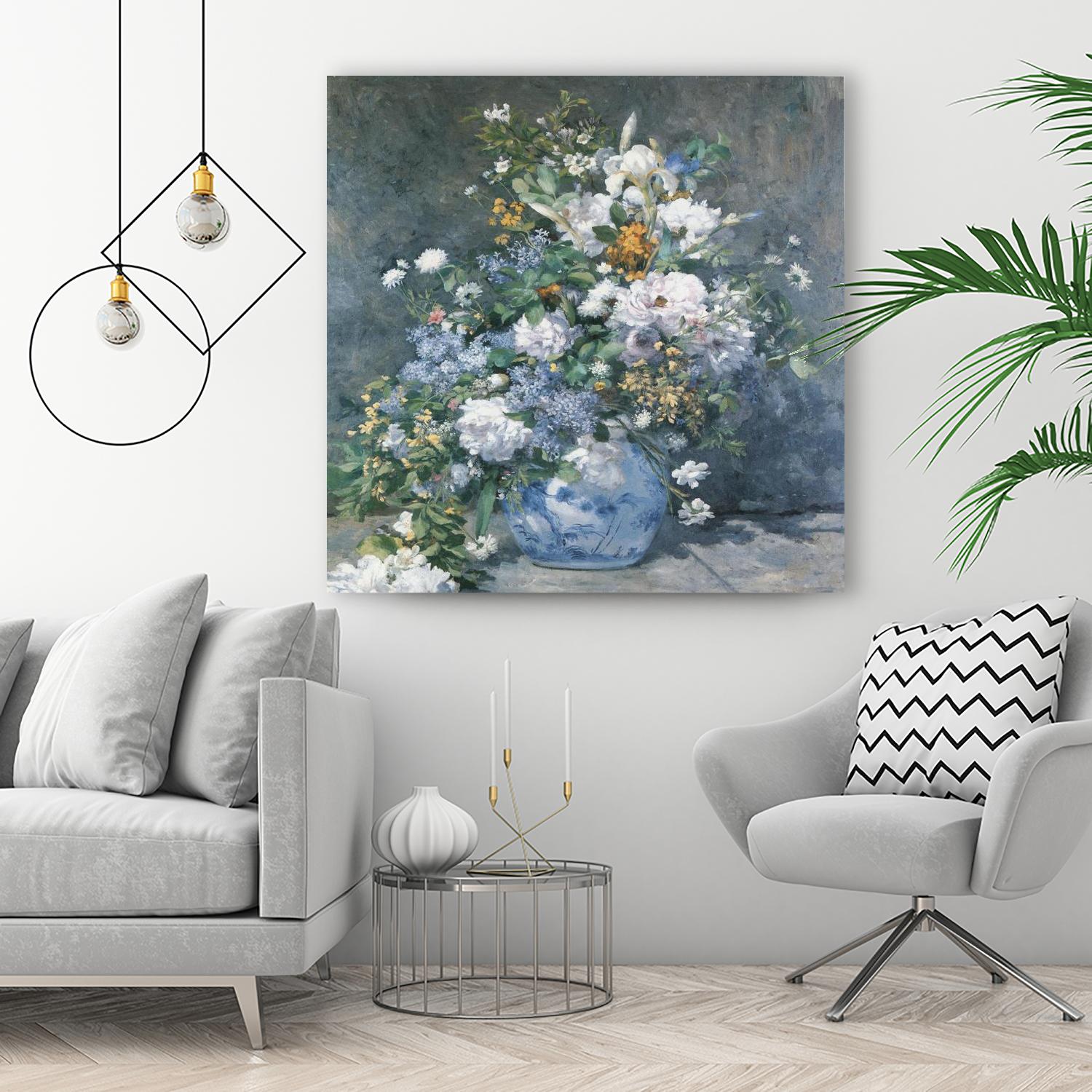 Bouquet Printanier, 1866 by Pierre-Auguste Renoir on GIANT ART - blue flowers floral