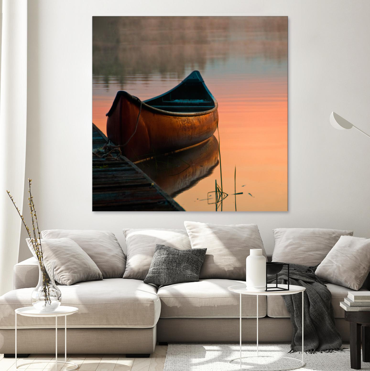 Canoe by Rick Schmidt on GIANT ART - brown sea scene