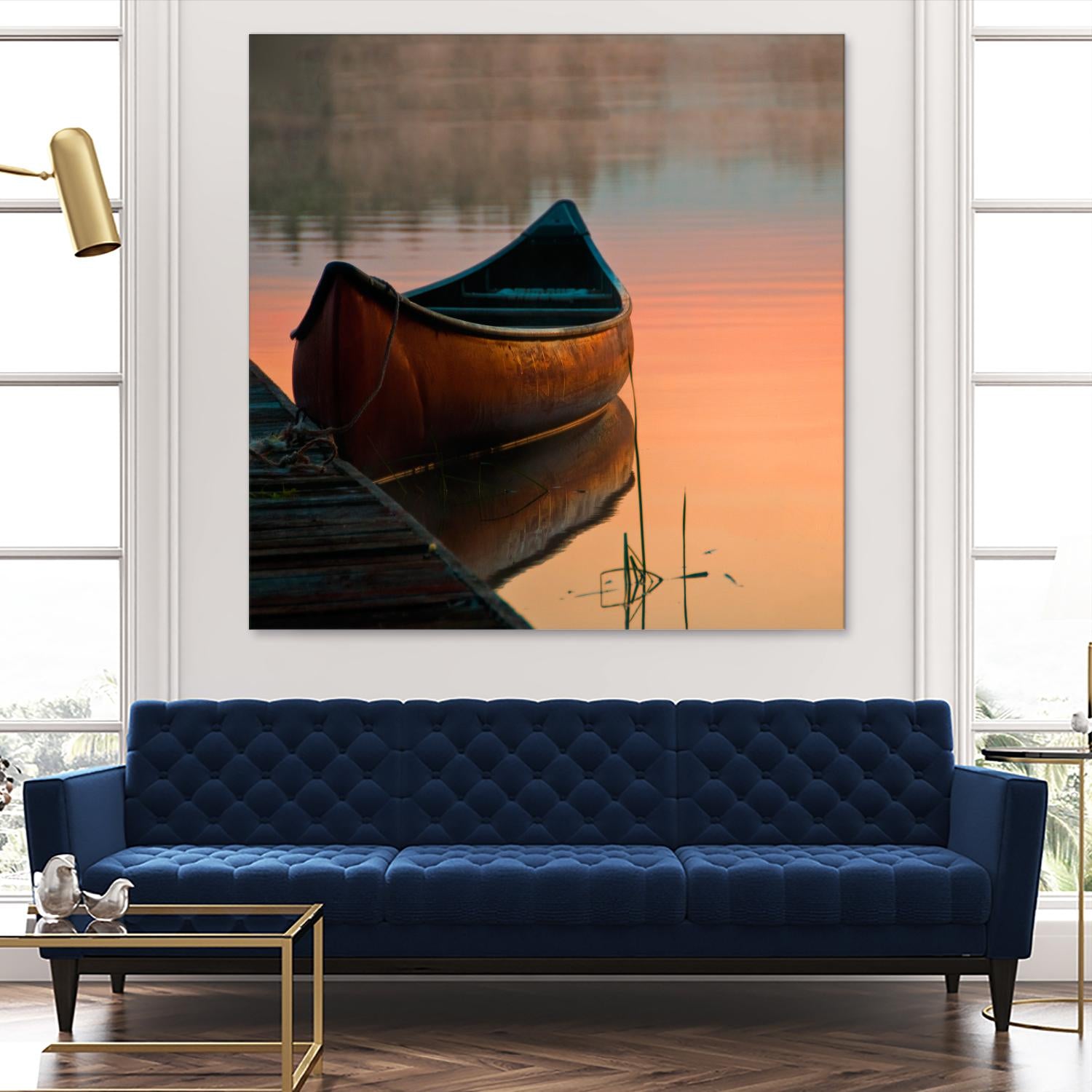 Canoe by Rick Schmidt on GIANT ART - brown sea scene