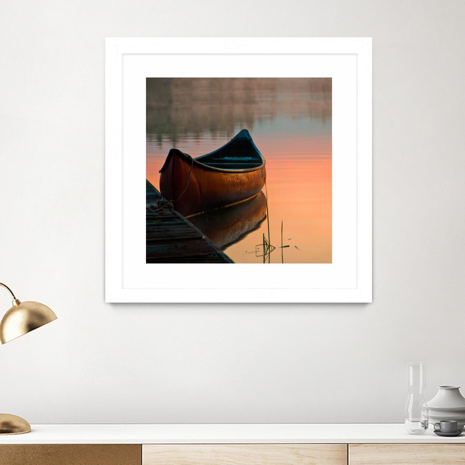 Canoe by Rick Schmidt on GIANT ART - brown sea scene