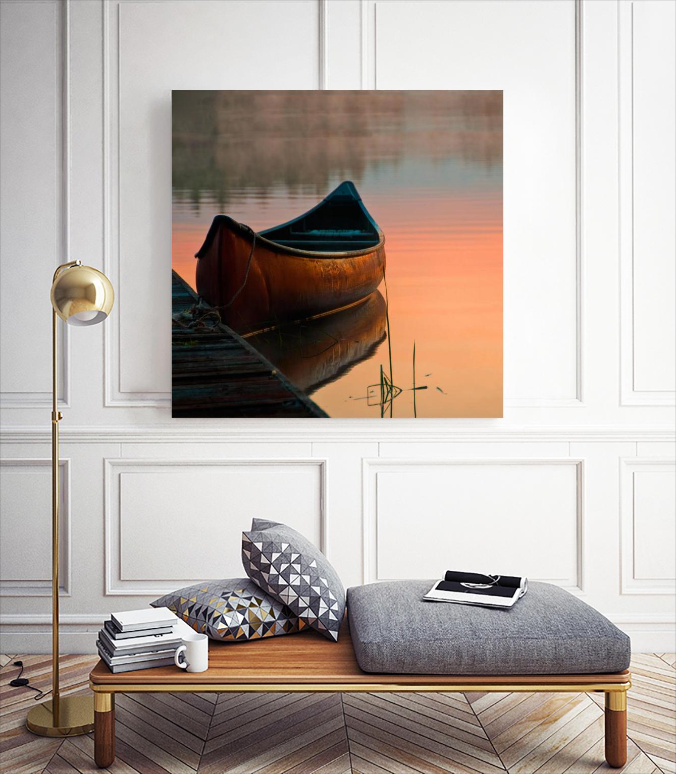 Canoe by Rick Schmidt on GIANT ART - brown sea scene