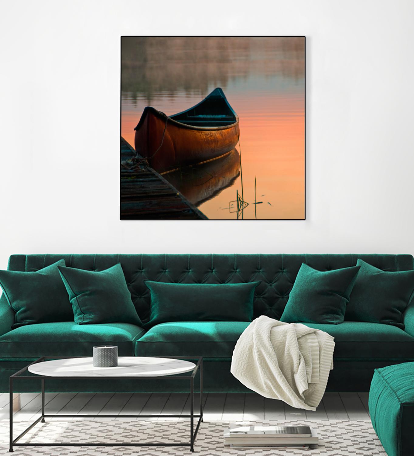 Canoe by Rick Schmidt on GIANT ART - brown sea scene