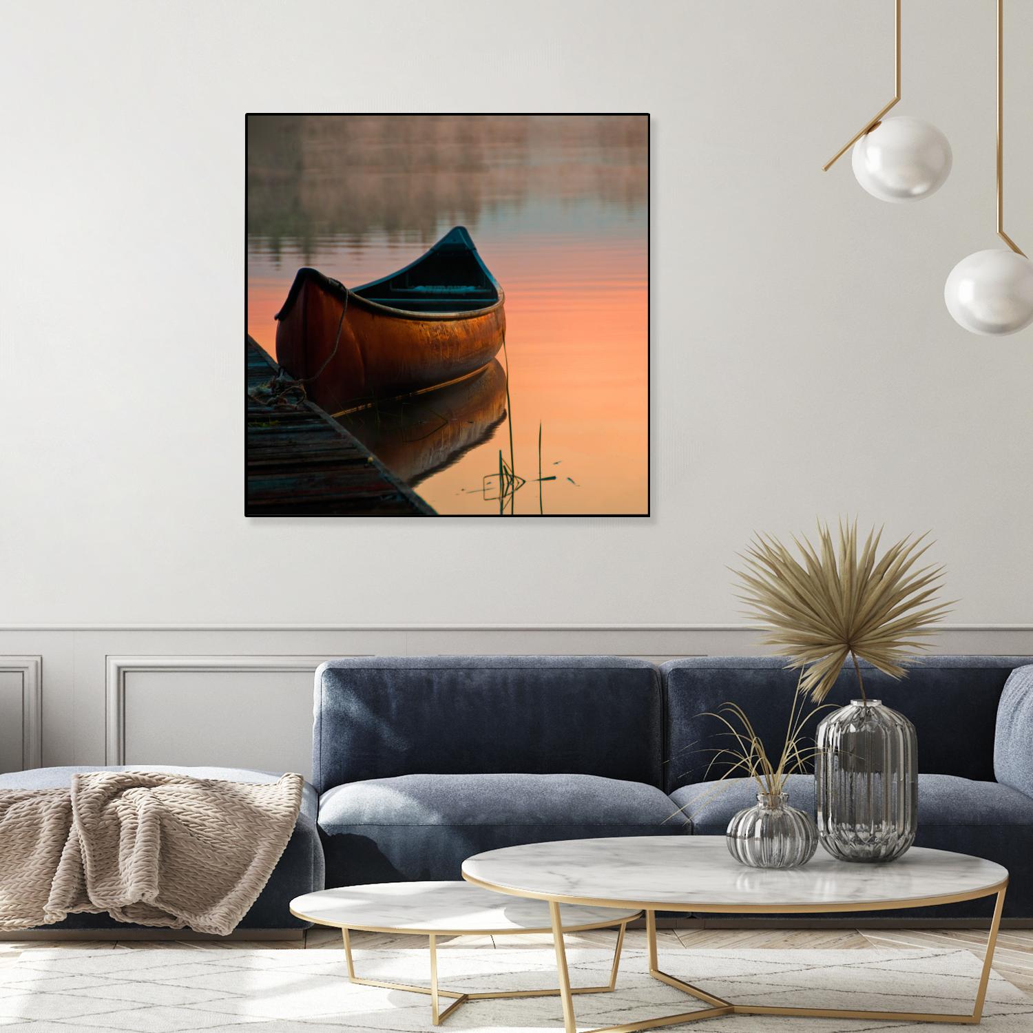 Canoe by Rick Schmidt on GIANT ART - brown sea scene