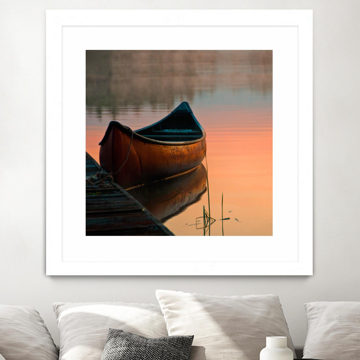 Canoe by Rick Schmidt on GIANT ART - brown sea scene