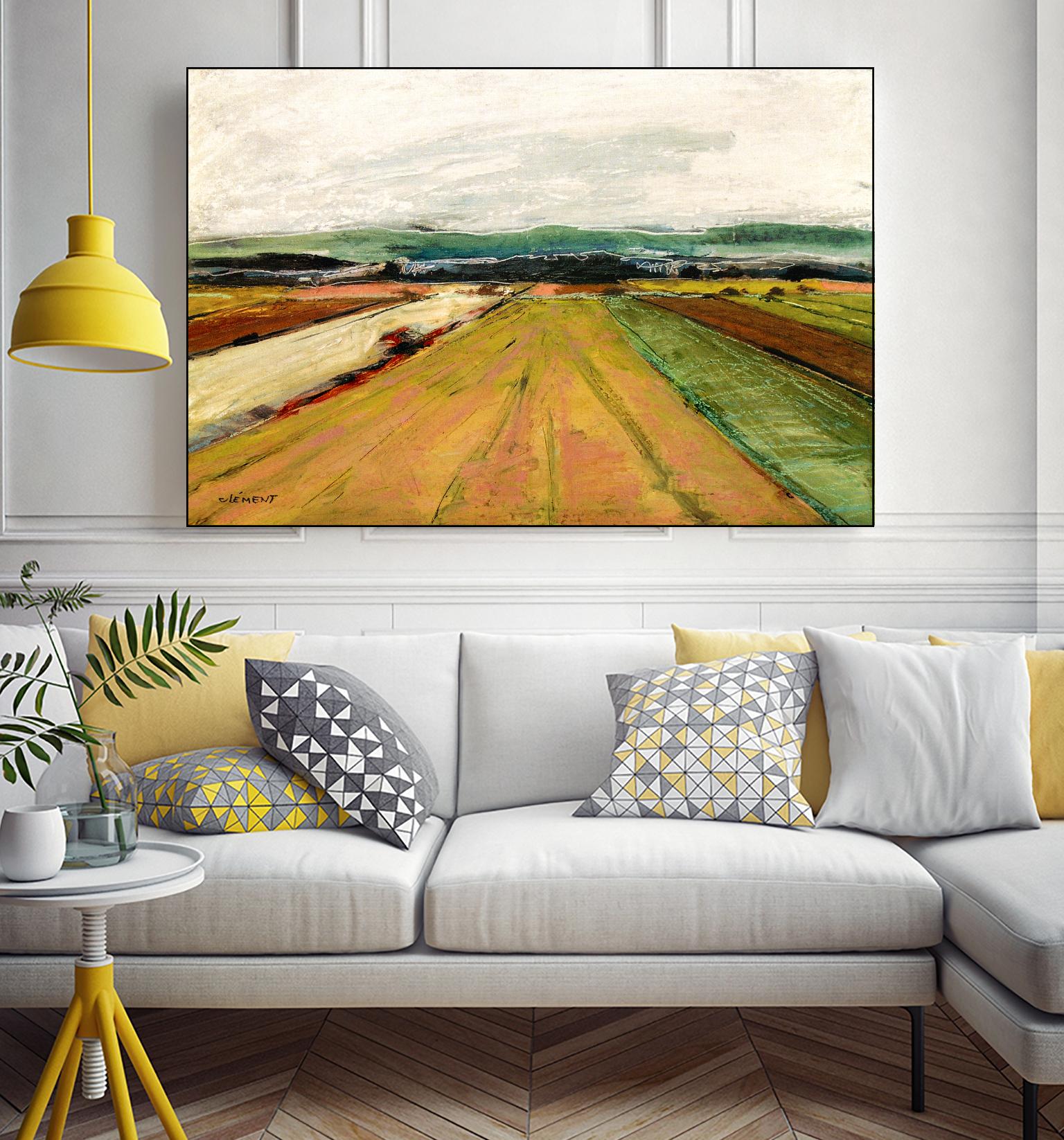 Colored Fields II by Jacques Clement on GIANT ART - yellow landscape