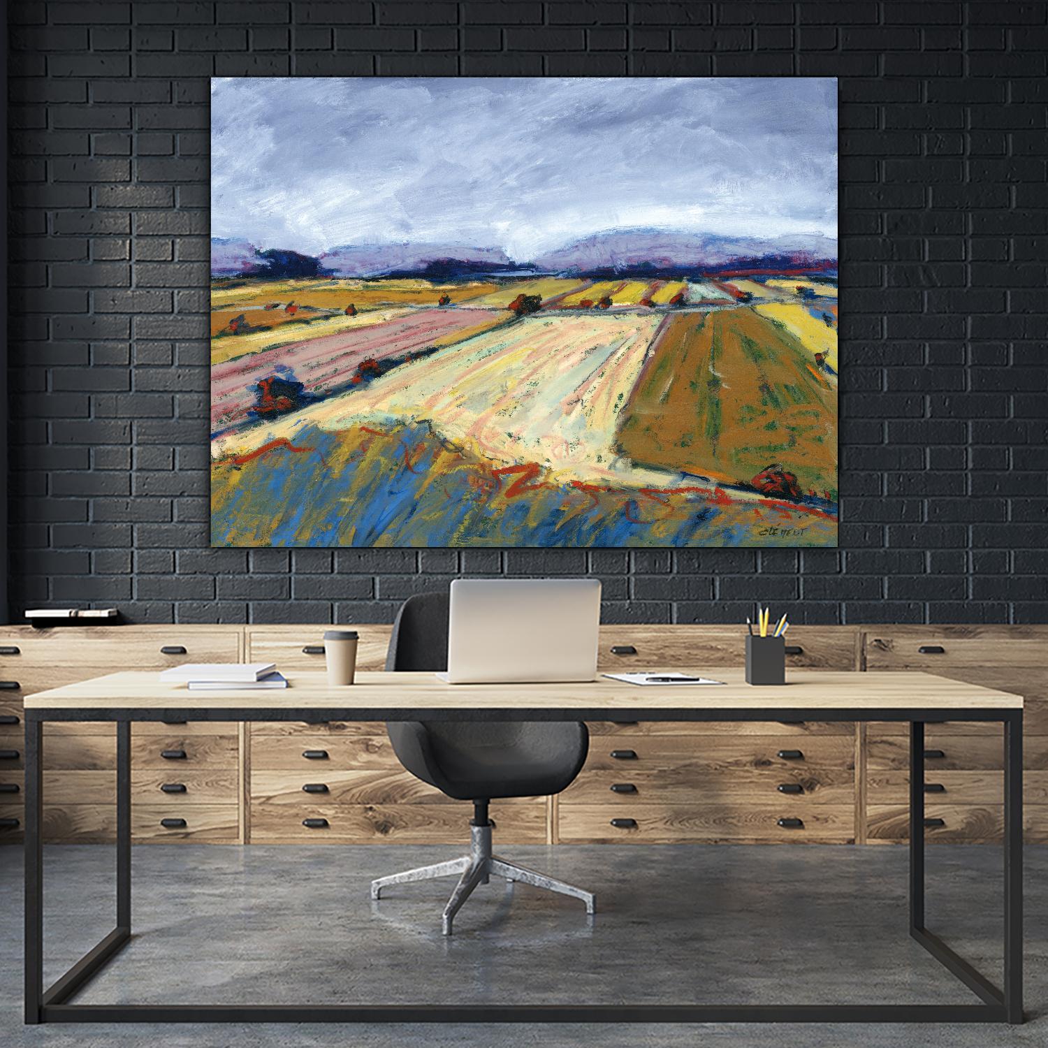 Pastel Field II by Jacques Clement on GIANT ART - blue landscape