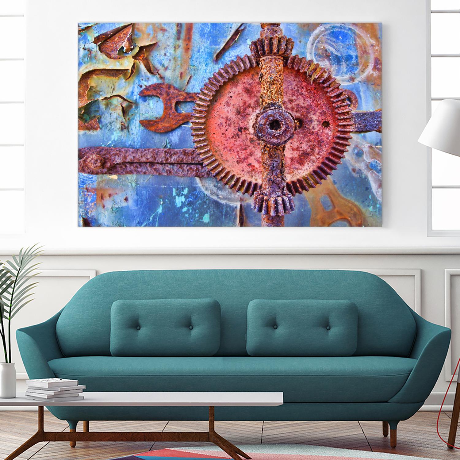 Rusty Gear by Jean-François Dupuis on GIANT ART - blue photo art