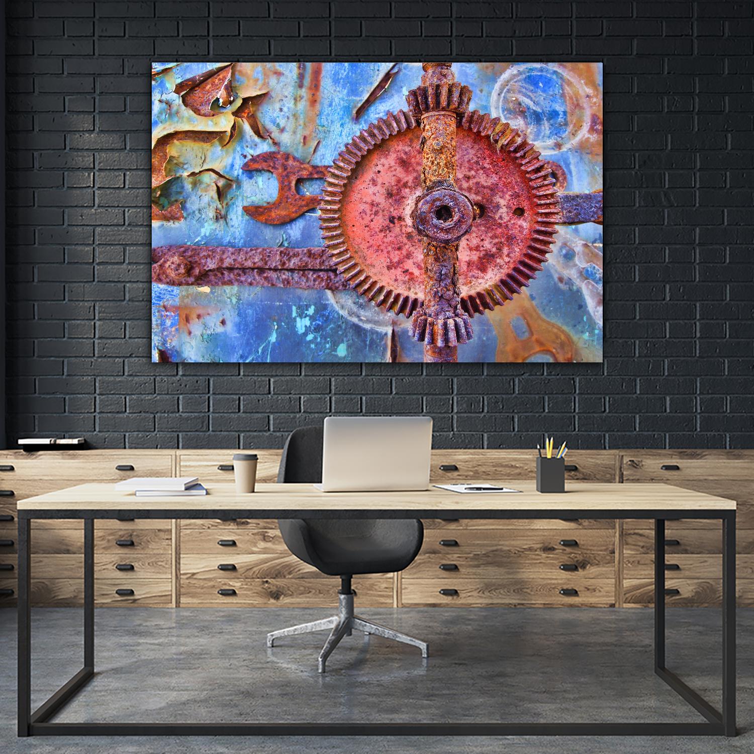 Rusty Gear by Jean-François Dupuis on GIANT ART - blue photo art