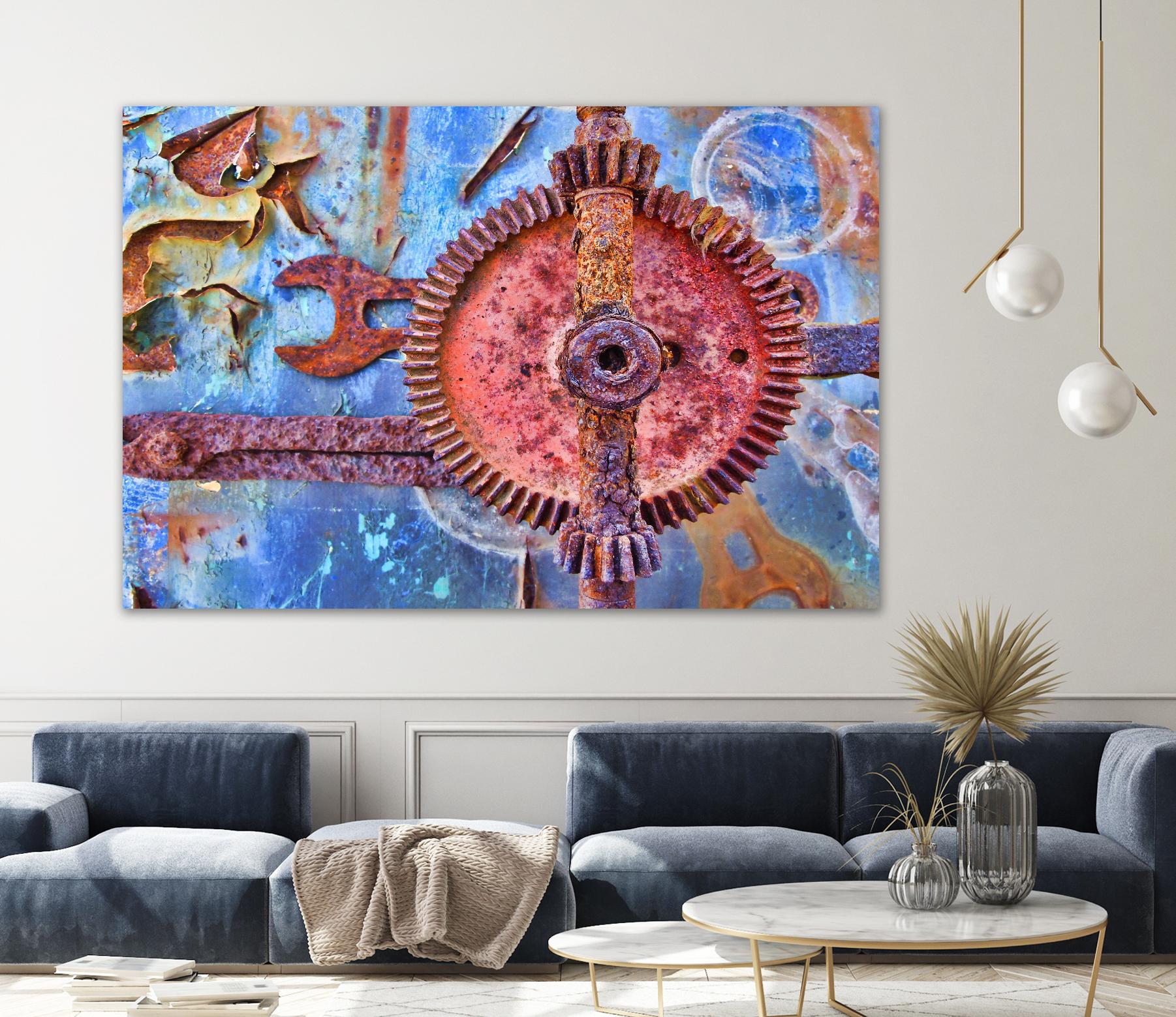 Rusty Gear by Jean-François Dupuis on GIANT ART - blue photo art