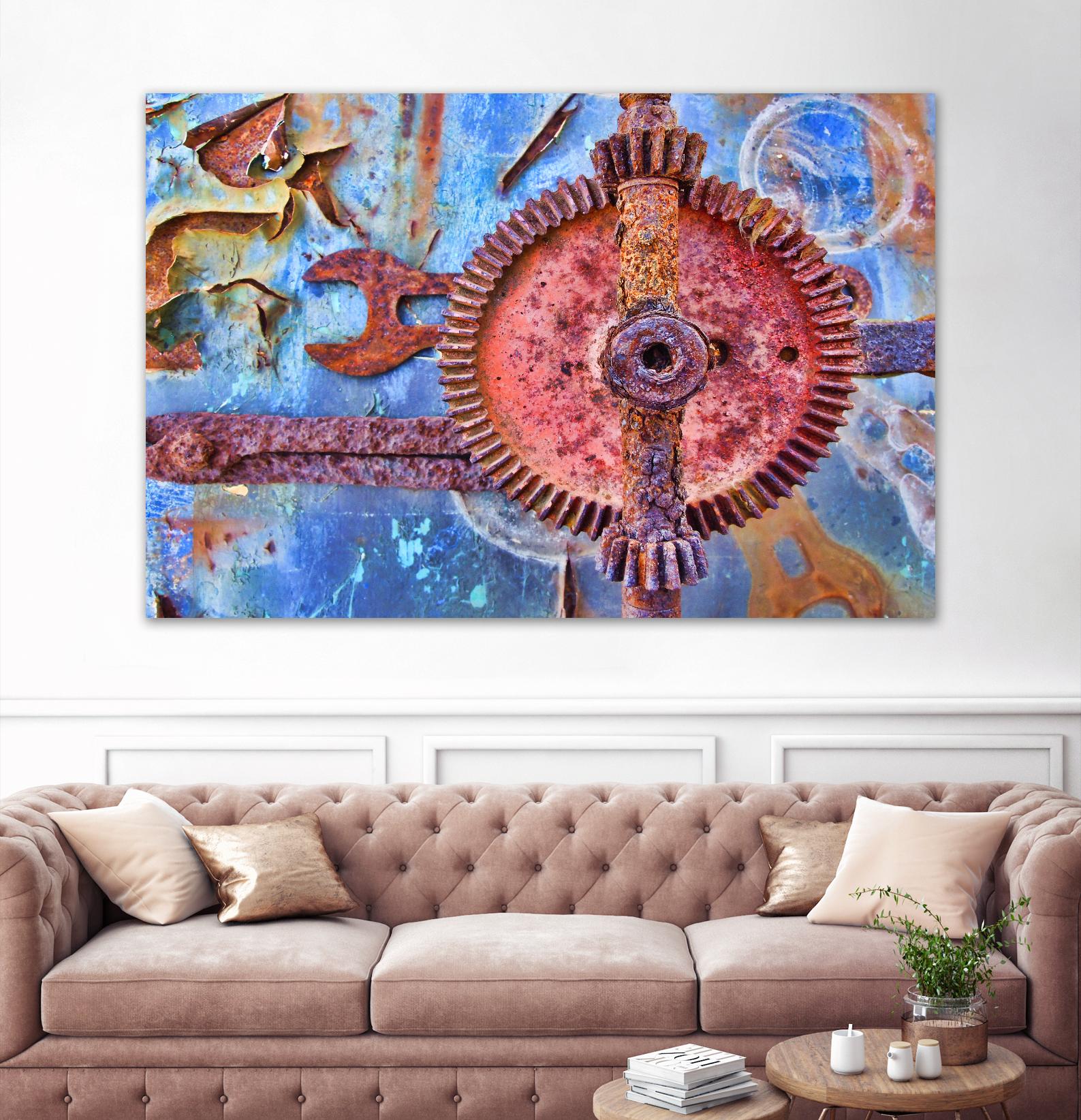 Rusty Gear by Jean-François Dupuis on GIANT ART - blue photo art
