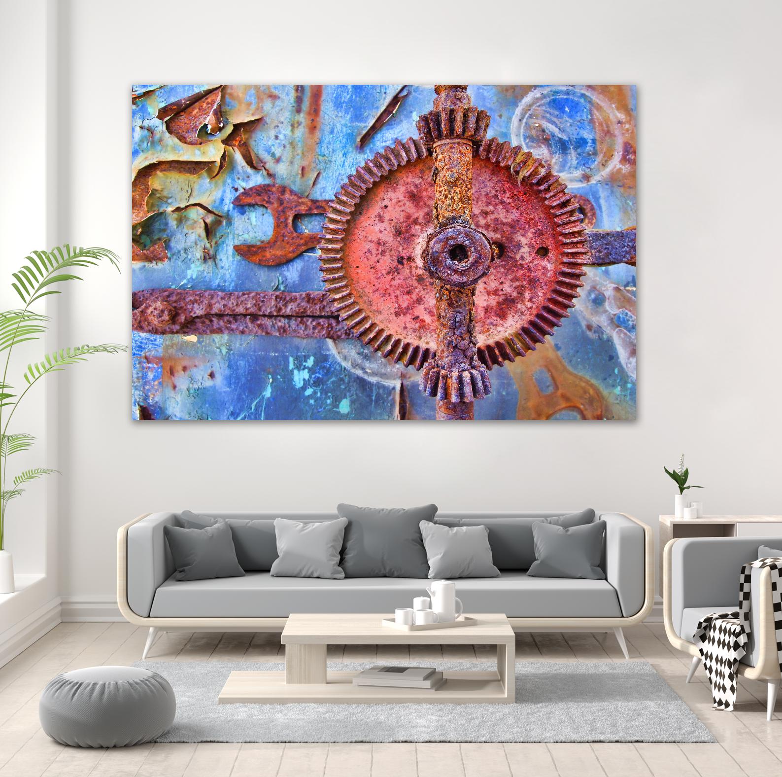 Rusty Gear by Jean-François Dupuis on GIANT ART - blue photo art