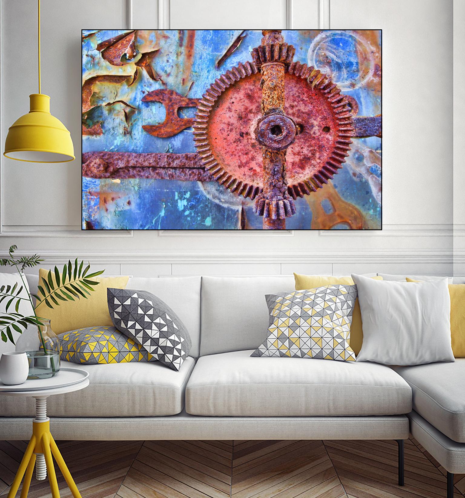 Rusty Gear by Jean-François Dupuis on GIANT ART - blue photo art