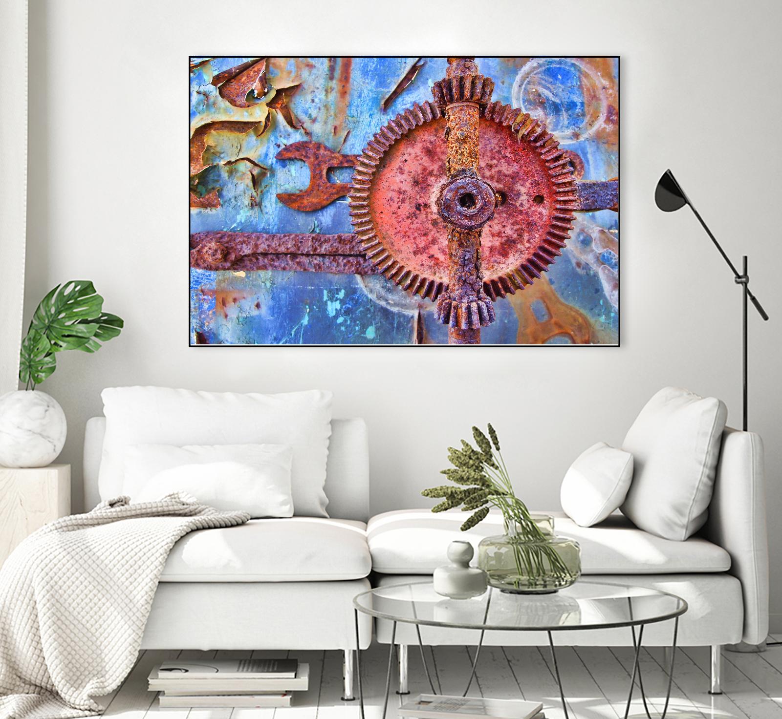 Rusty Gear by Jean-François Dupuis on GIANT ART - blue photo art