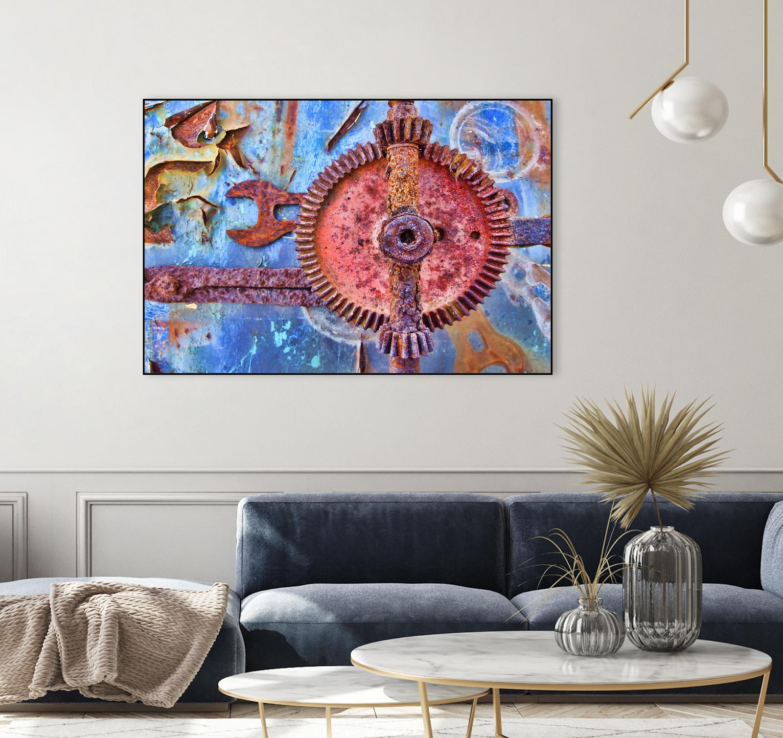 Rusty Gear by Jean-François Dupuis on GIANT ART - blue photo art