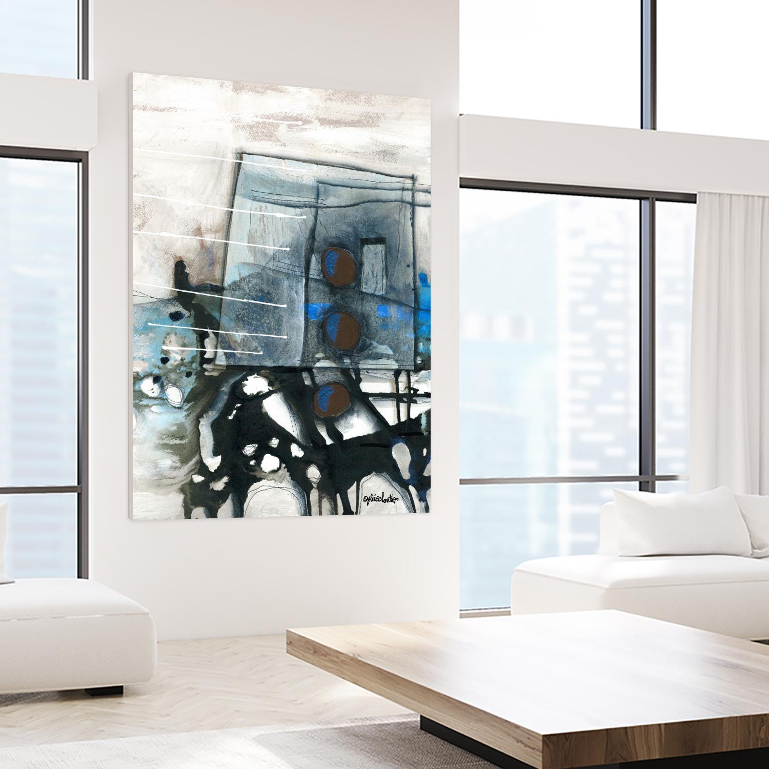 Chutes - T1 by Sylvie Cloutier on GIANT ART - grey abstract