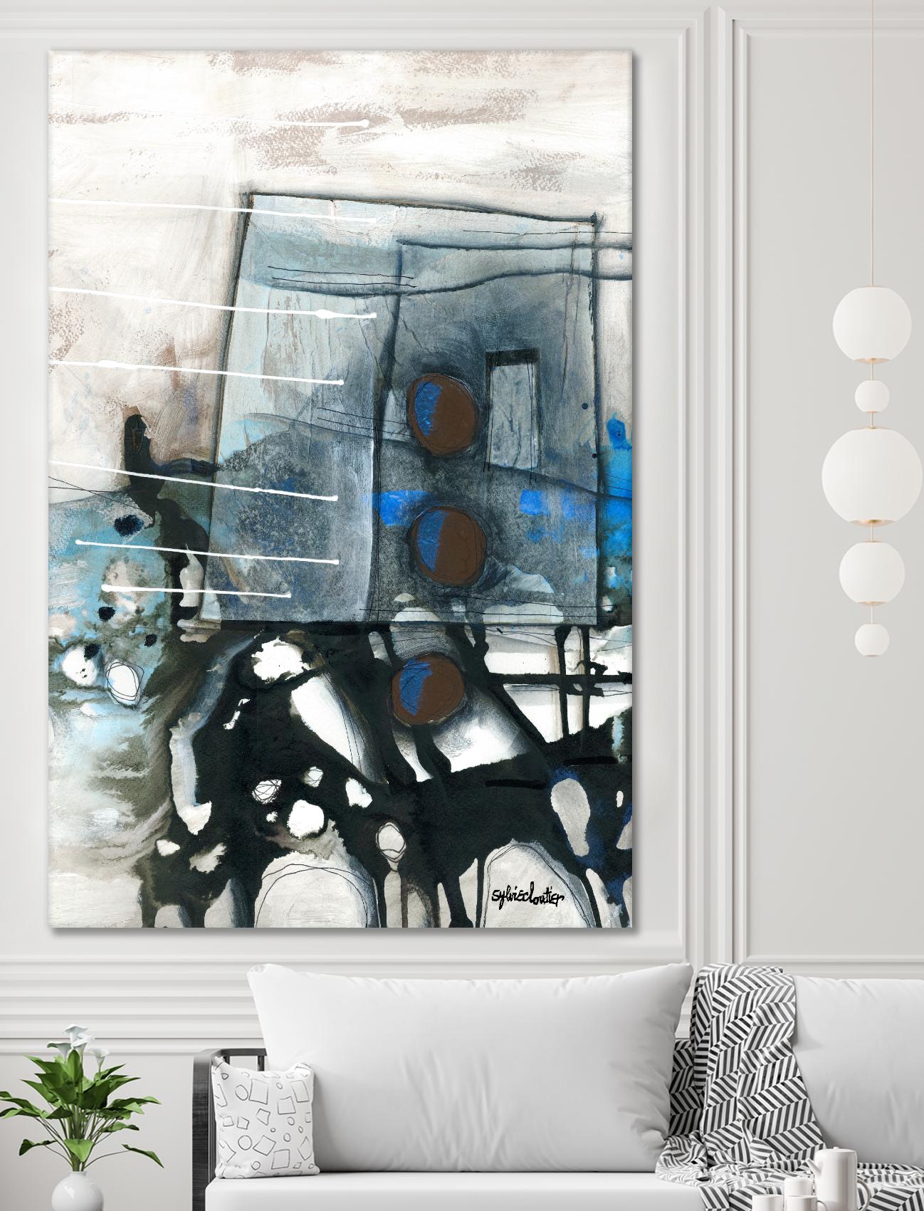 Chutes - T1 by Sylvie Cloutier on GIANT ART - grey abstract