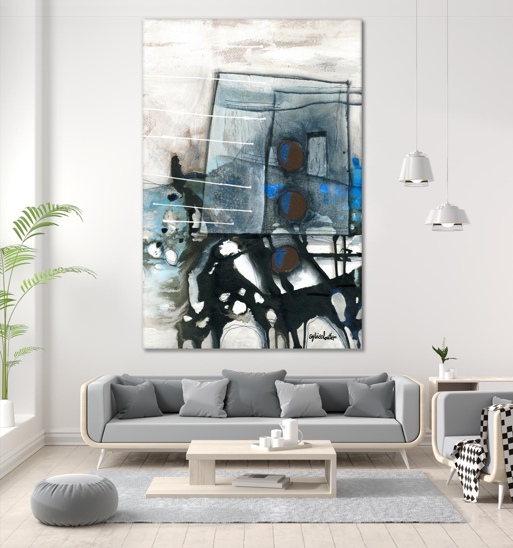 Chutes - T1 by Sylvie Cloutier on GIANT ART - grey abstract