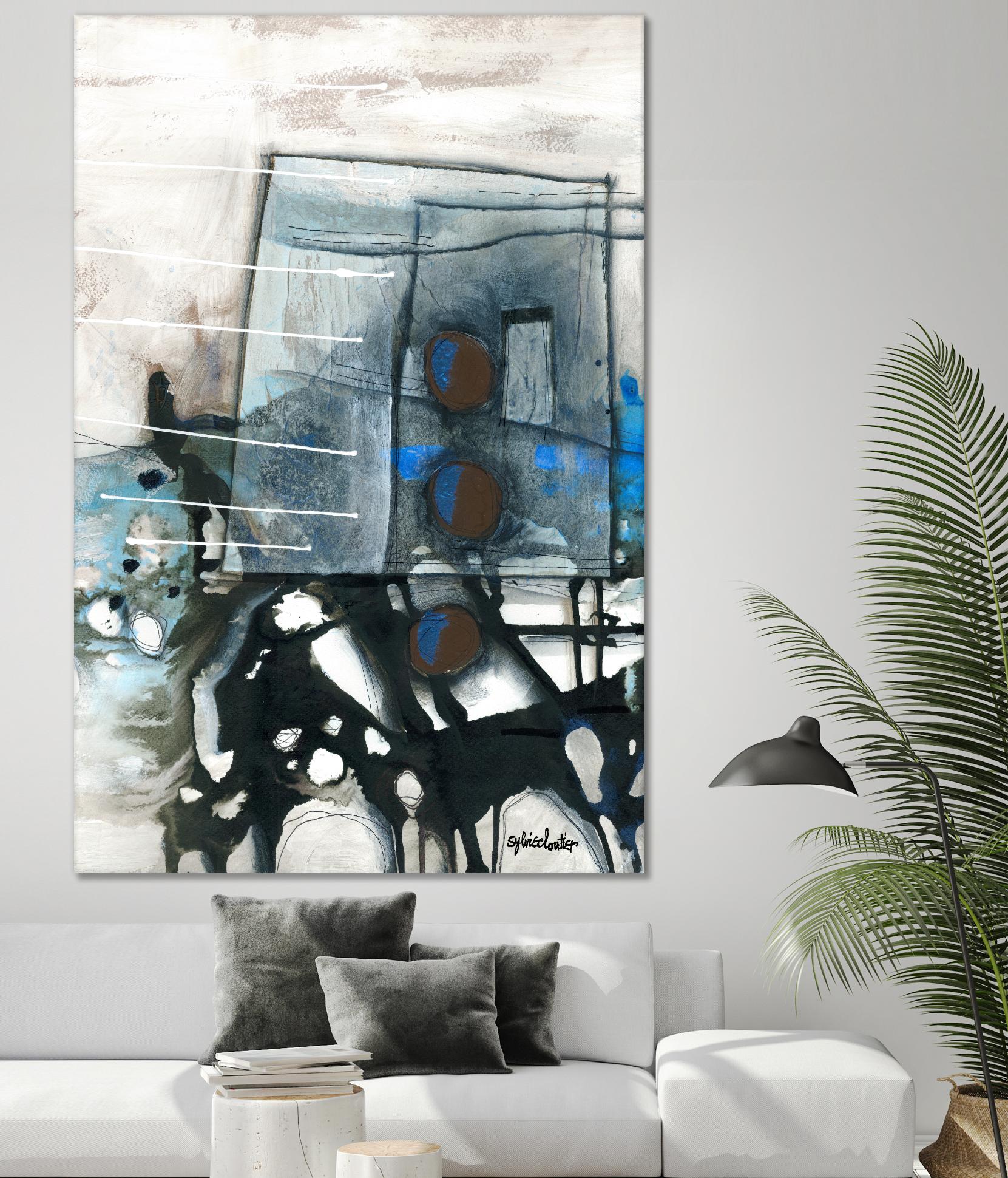 Chutes - T1 by Sylvie Cloutier on GIANT ART - grey abstract