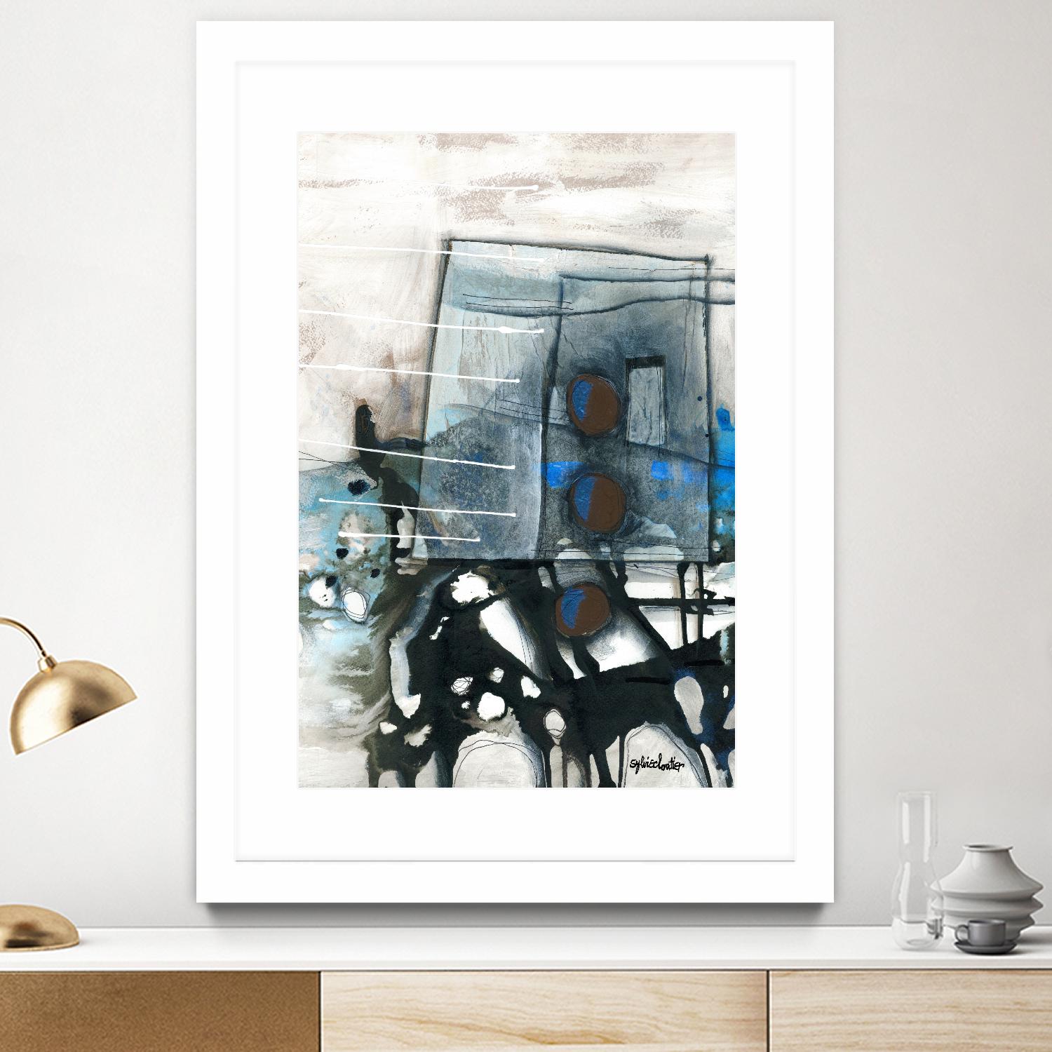 Chutes - T1 by Sylvie Cloutier on GIANT ART - blue abstract