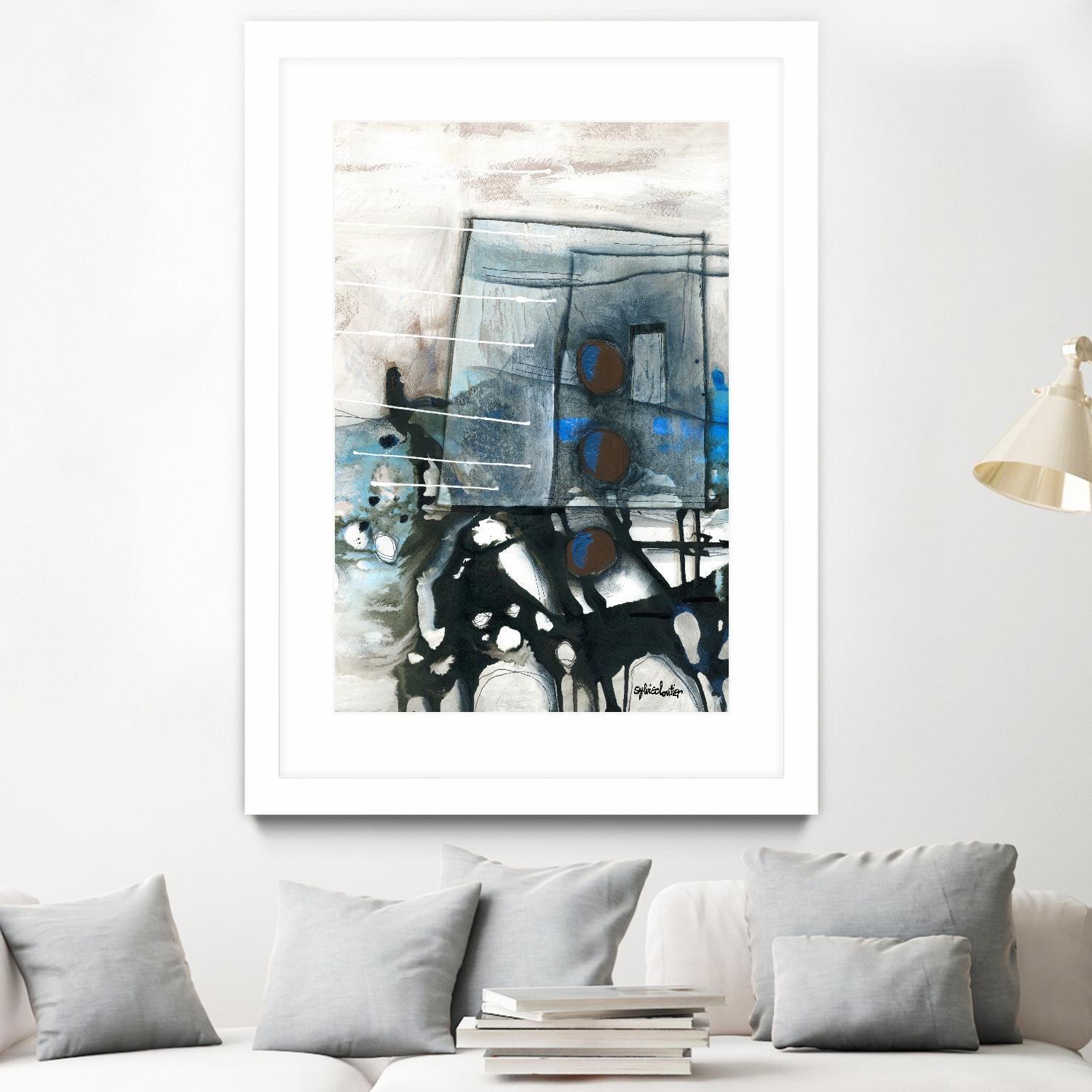 Chutes - T1 by Sylvie Cloutier on GIANT ART - blue abstract