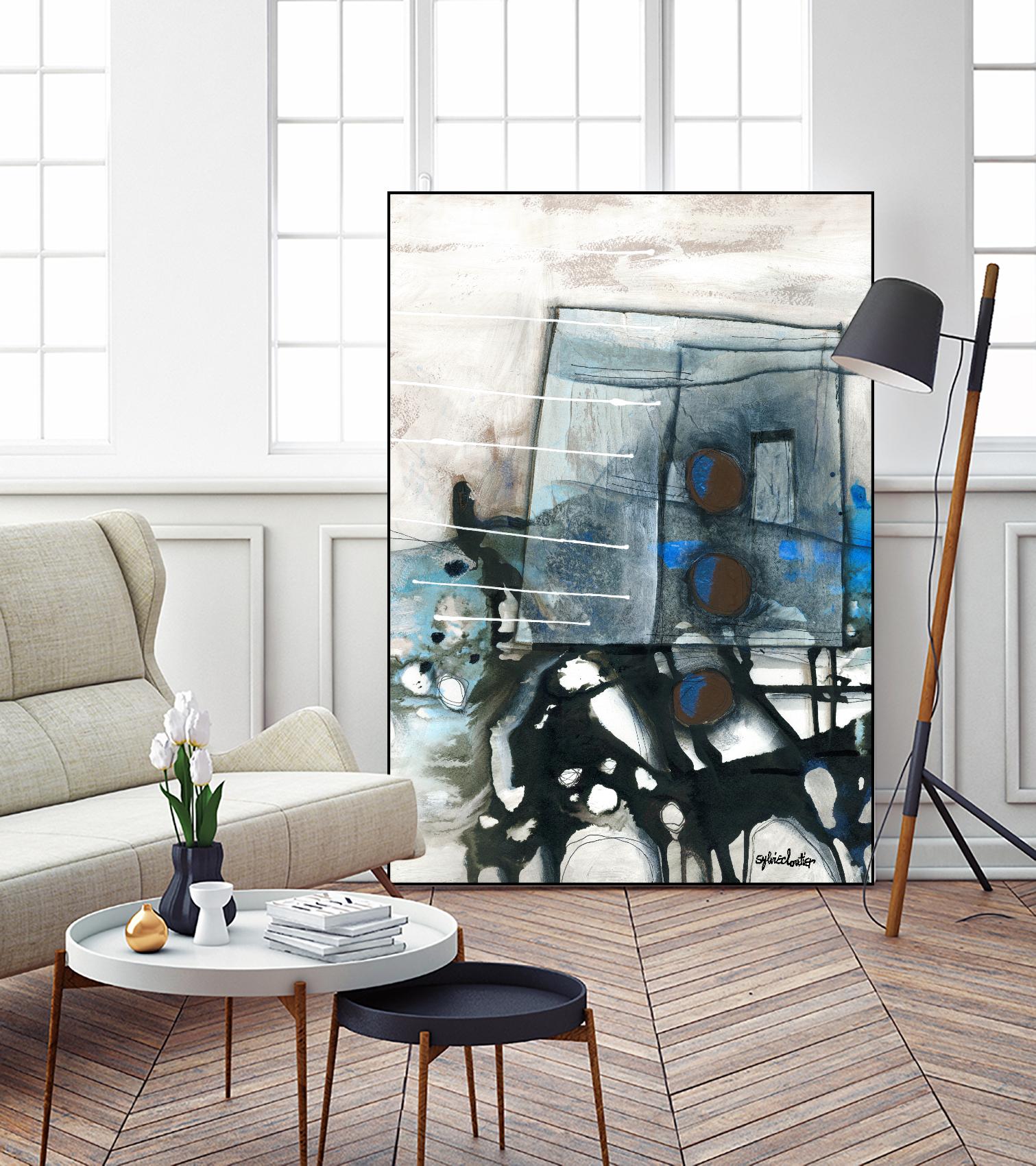 Chutes - T1 by Sylvie Cloutier on GIANT ART - grey abstract