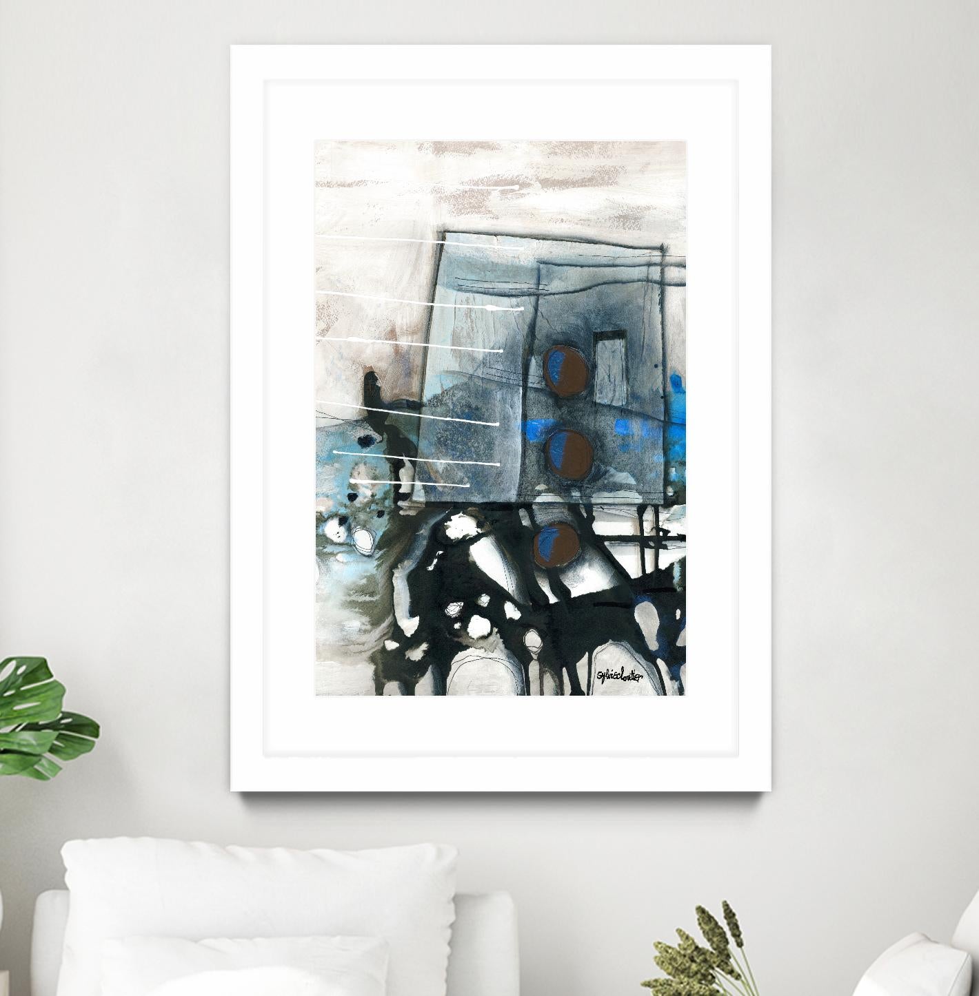 Chutes - T1 by Sylvie Cloutier on GIANT ART - blue abstract