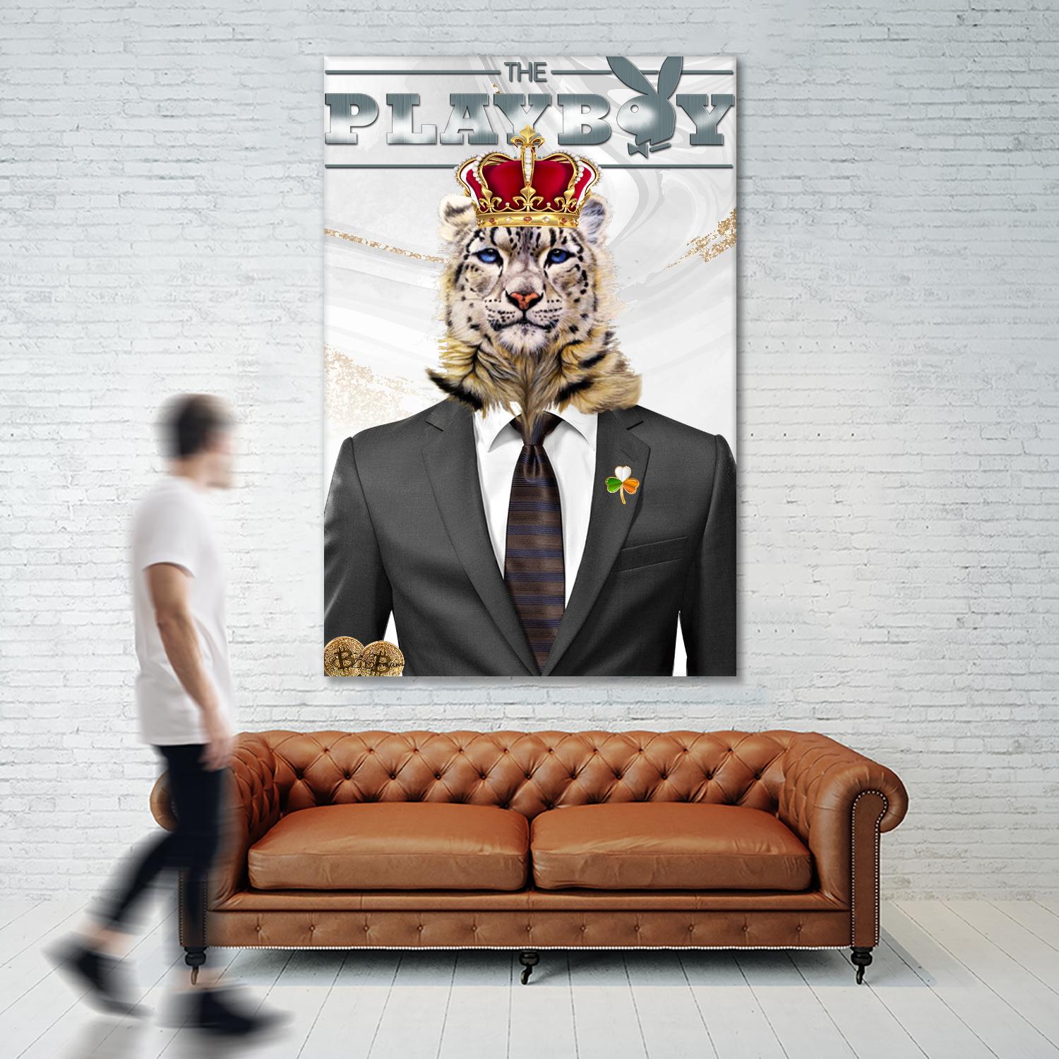The King by Carole St-Germain on GIANT ART - red pop tiger