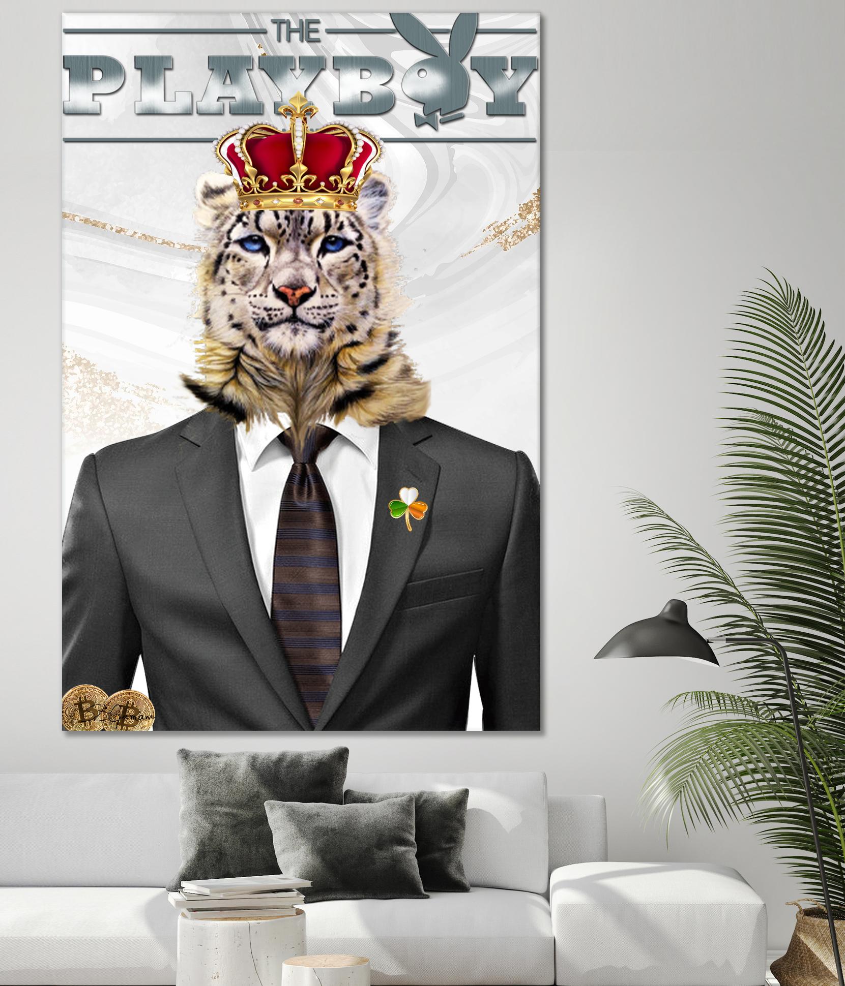 The King by Carole St-Germain on GIANT ART - red pop tiger