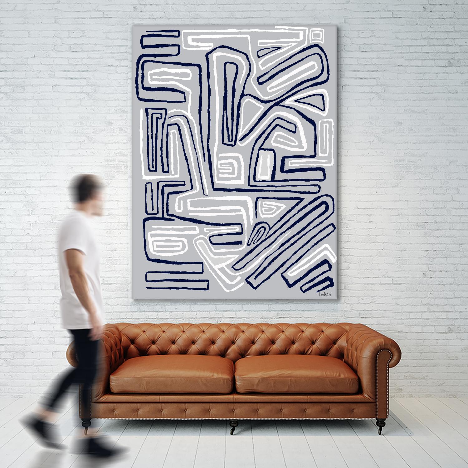 Centric -Blue Ice - 8 by Lori Dubois on GIANT ART - grey linear