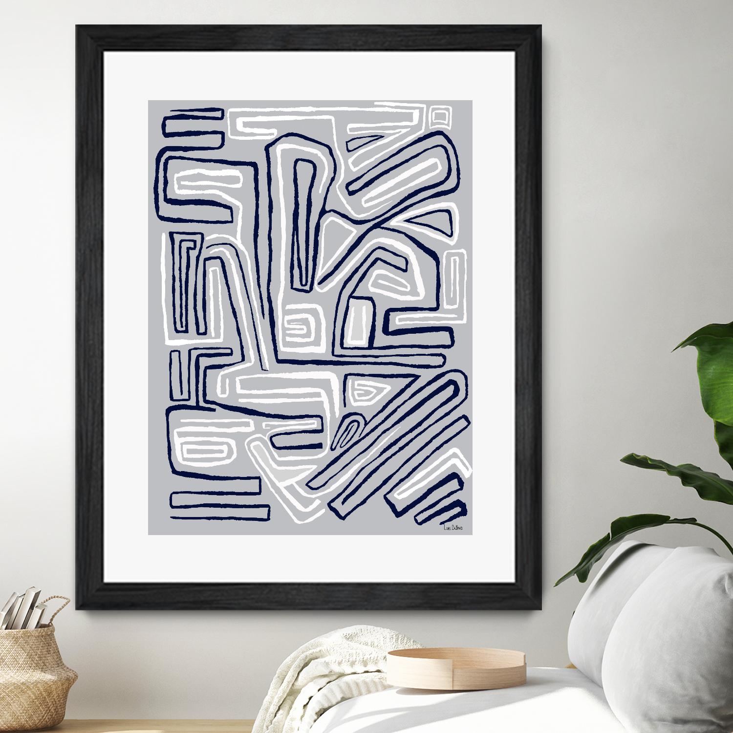 Centric -Blue Ice - 8 by Lori Dubois on GIANT ART - blue linear