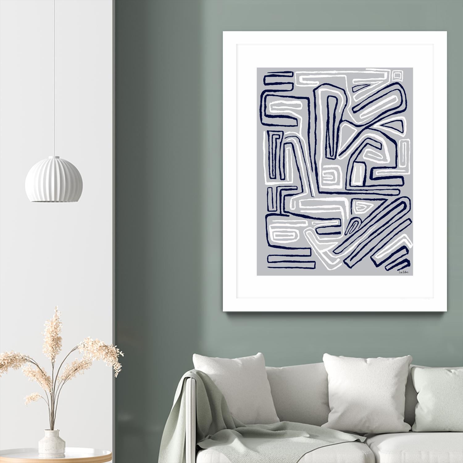 Centric -Blue Ice - 8 by Lori Dubois on GIANT ART - blue linear