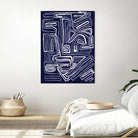Centric - Navy - 5 by Lori Dubois on GIANT ART - blue linear ton sur ton