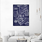 Centric - Navy - 5 by Lori Dubois on GIANT ART - blue linear ton sur ton