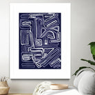 Centric - Navy - 5 by Lori Dubois on GIANT ART - blue linear artistes du québec
