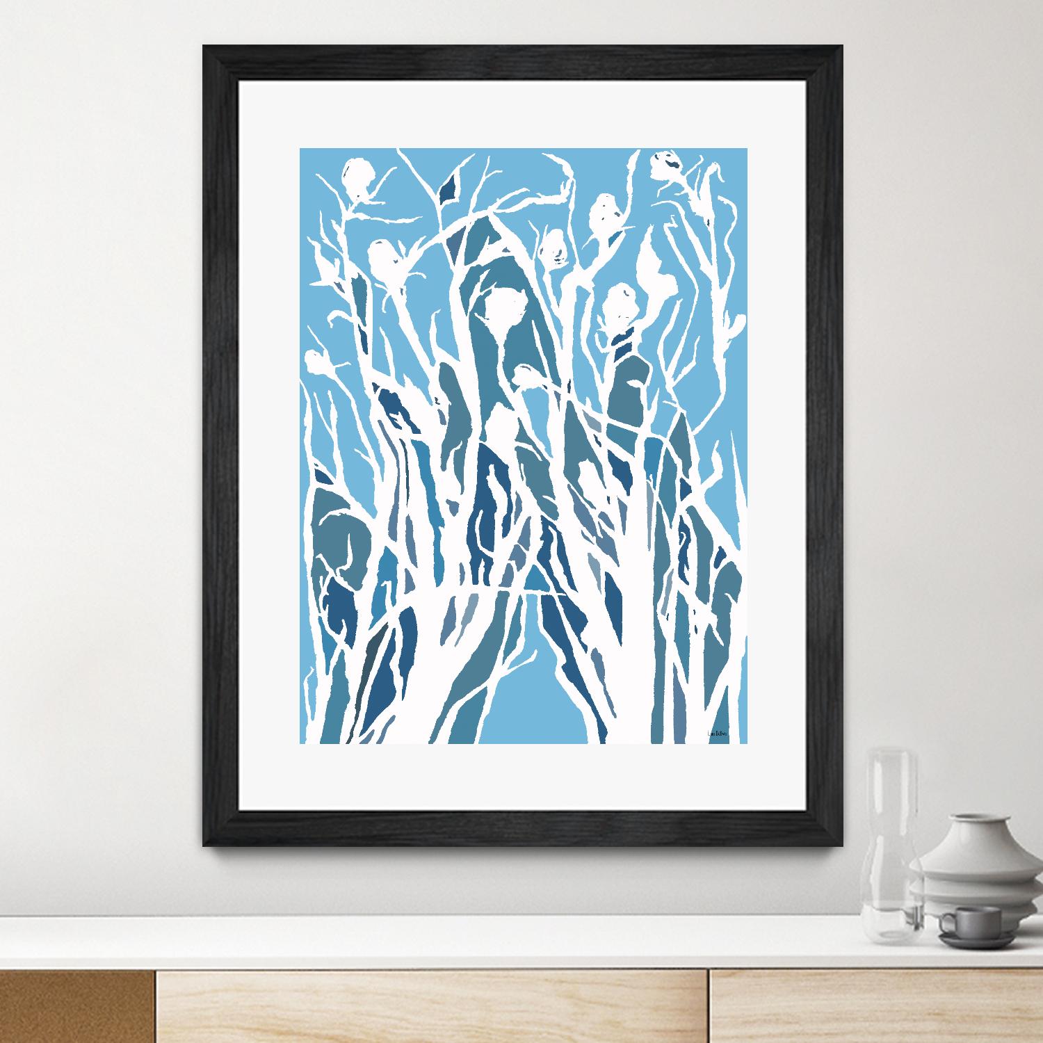 Vine and Dove - Shadow -27 by Lori Dubois on GIANT ART - blue linear grass