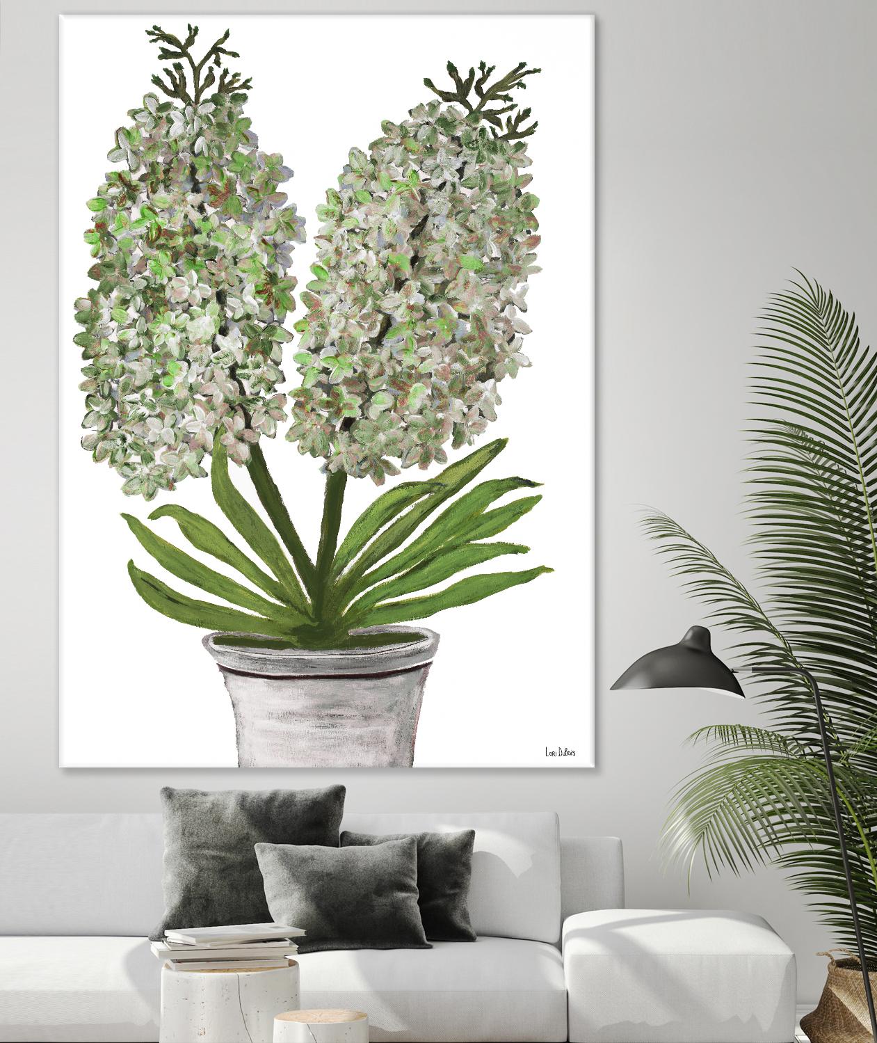 Summer Bloom - Lavender - Blue-11 by Lori Dubois on GIANT ART - green floral pot