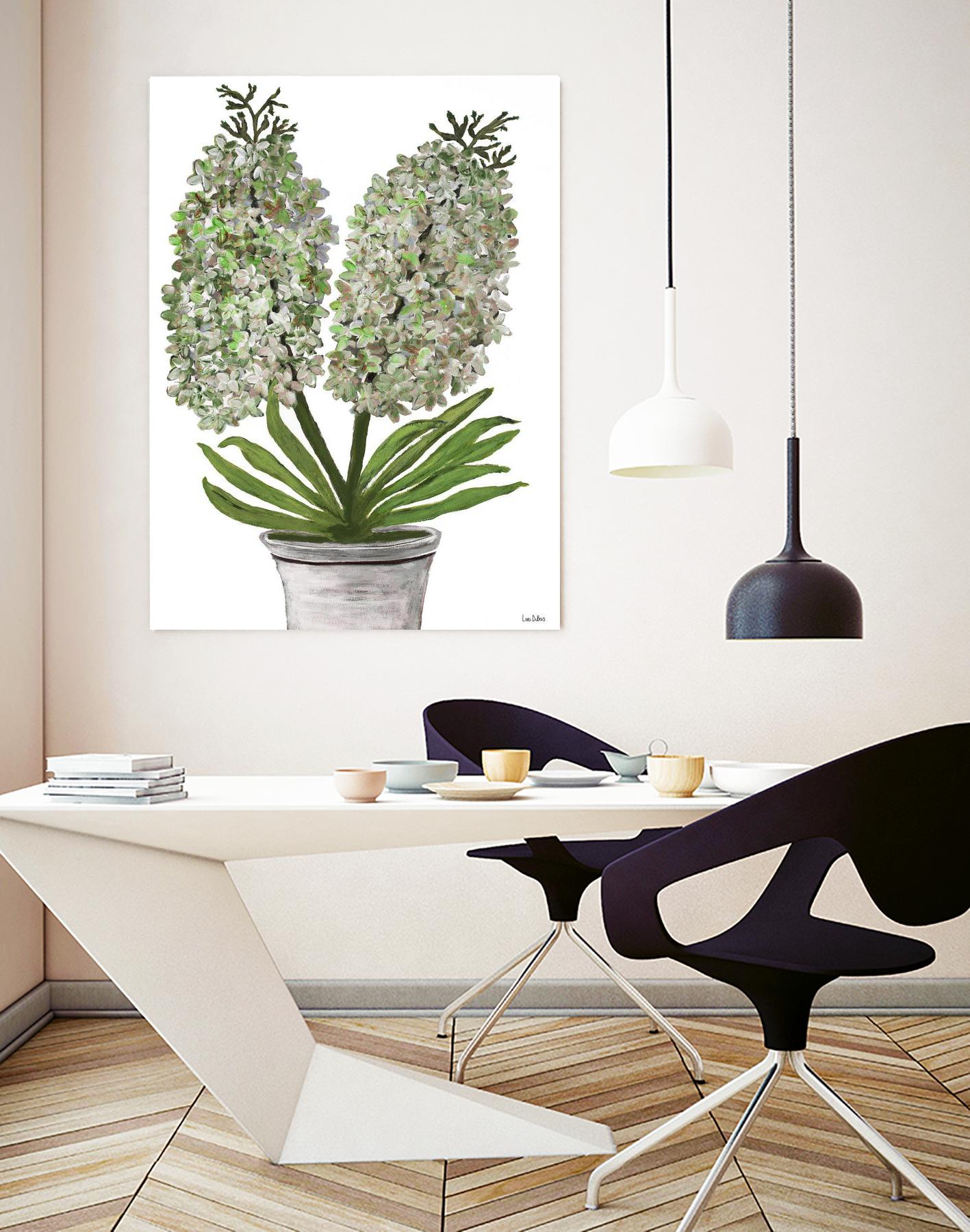 Summer Bloom - Lavender - Blue-11 by Lori Dubois on GIANT ART - green floral pot