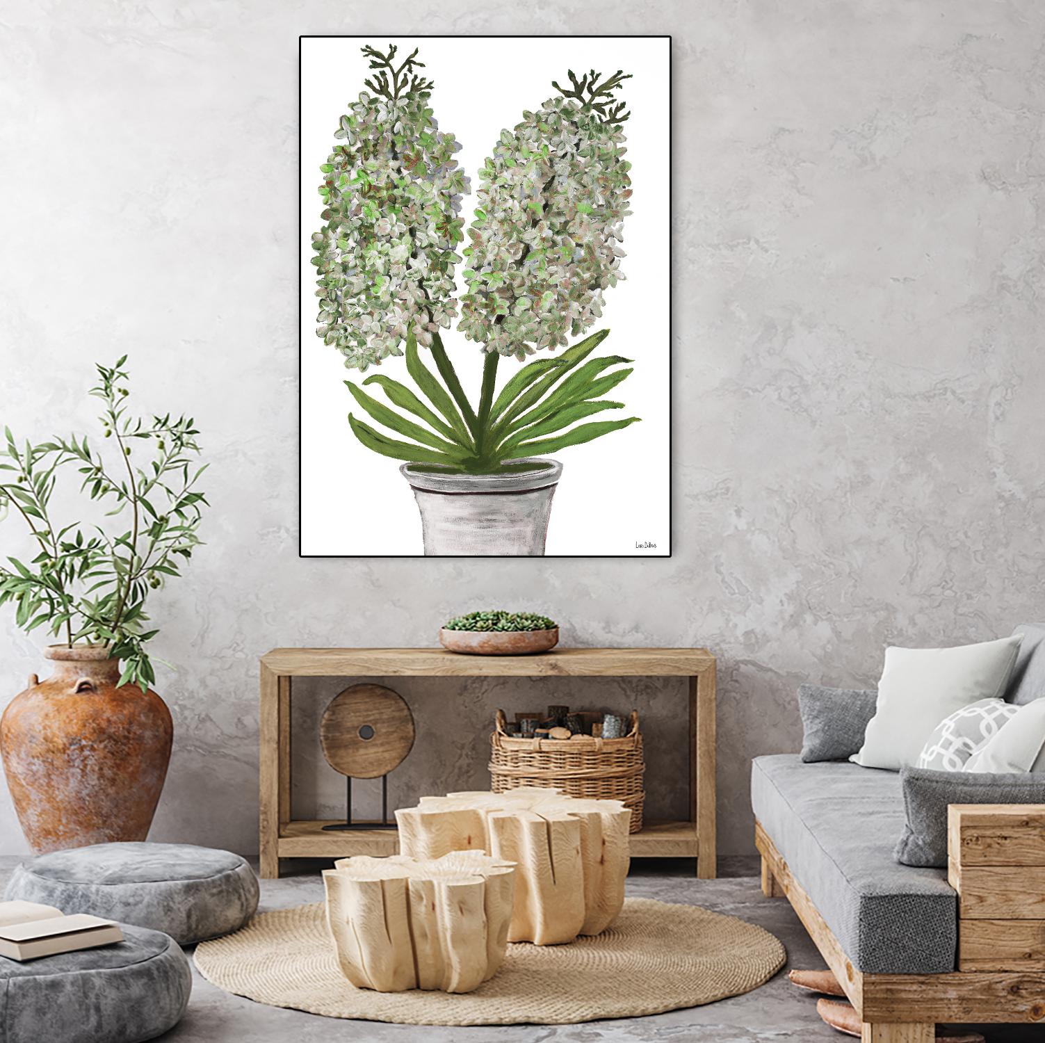 Summer Bloom - Lavender - Blue-11 by Lori Dubois on GIANT ART - green floral pot