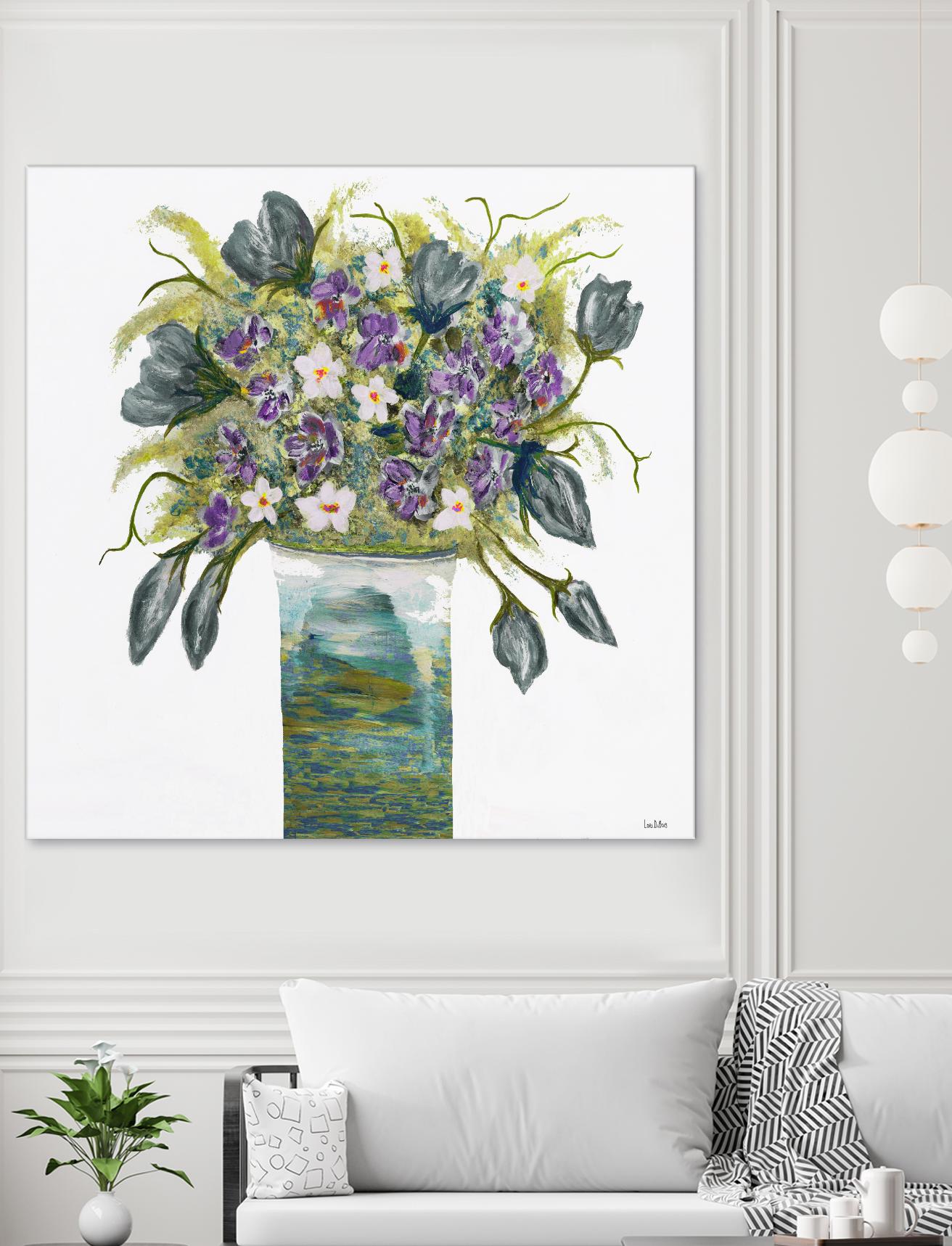Garden Bouquet - Blue - 4 by Lori Dubois on GIANT ART - white floral bouquet