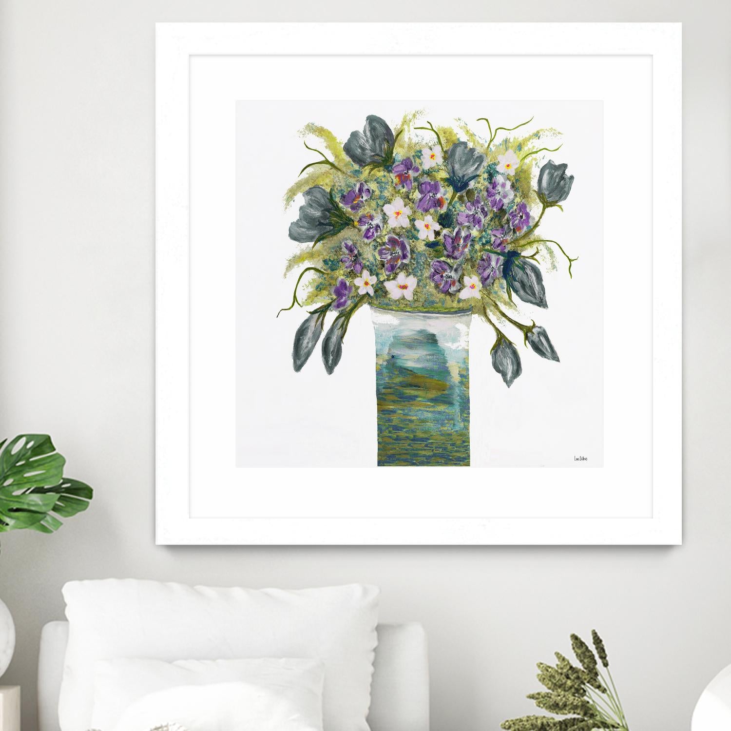 Garden Bouquet - Blue - 4 by Lori Dubois on GIANT ART - white floral bouquet