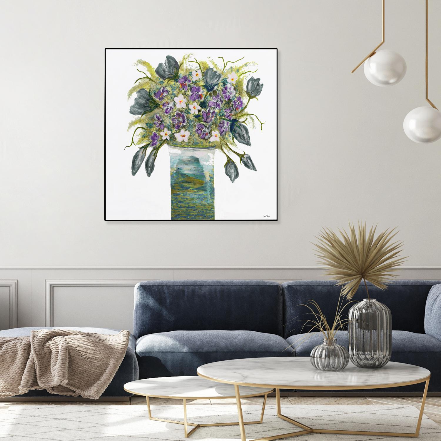 Garden Bouquet - Blue - 4 by Lori Dubois on GIANT ART - white floral bouquet