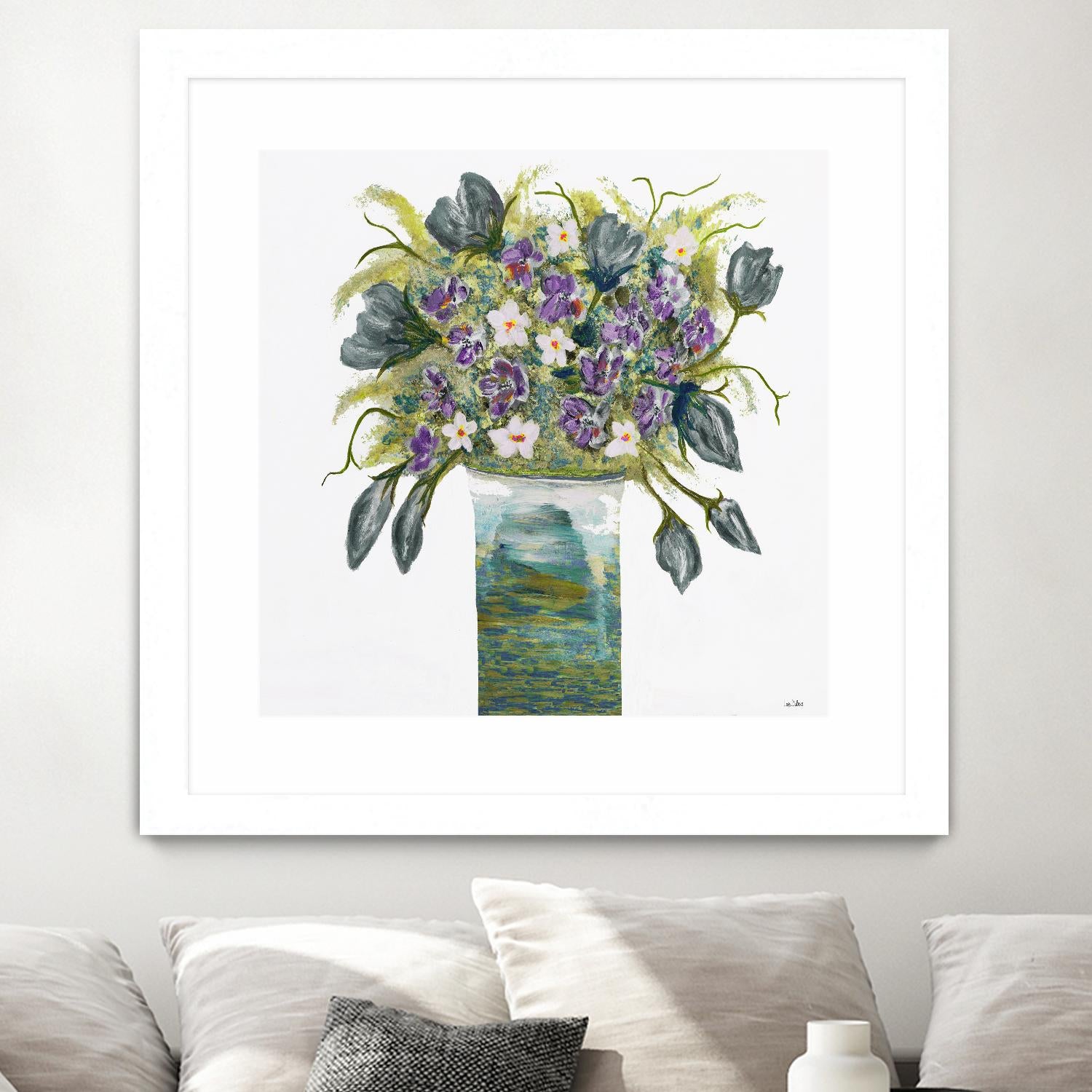 Garden Bouquet - Blue - 4 by Lori Dubois on GIANT ART - white floral bouquet