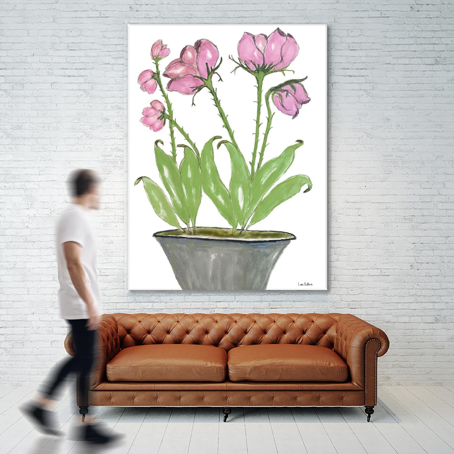 Summer Sequel – Pink -2 by Lori Dubois on GIANT ART - pink botanical plante dans un pot