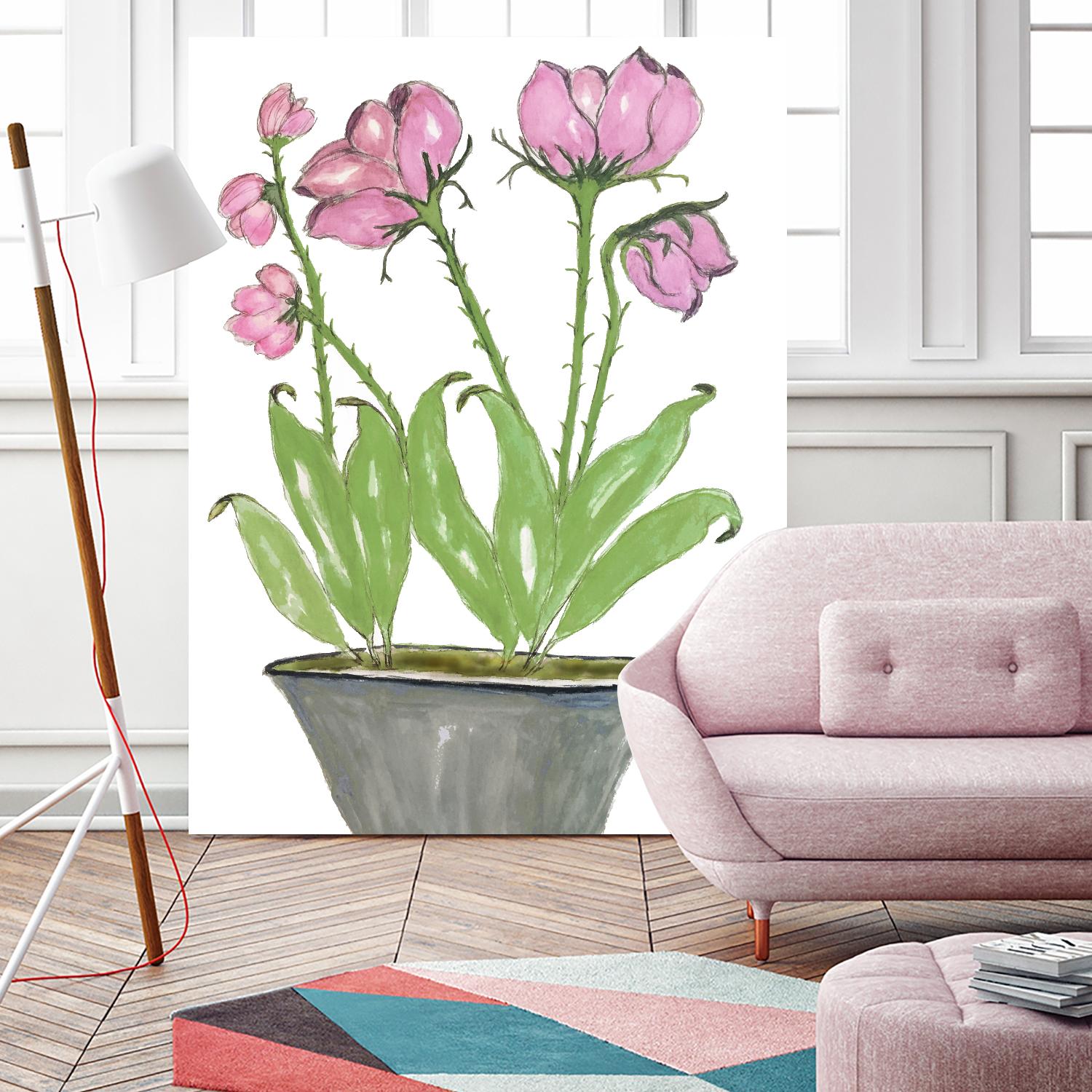 Summer Sequel – Pink -2 by Lori Dubois on GIANT ART - pink botanical plante dans un pot