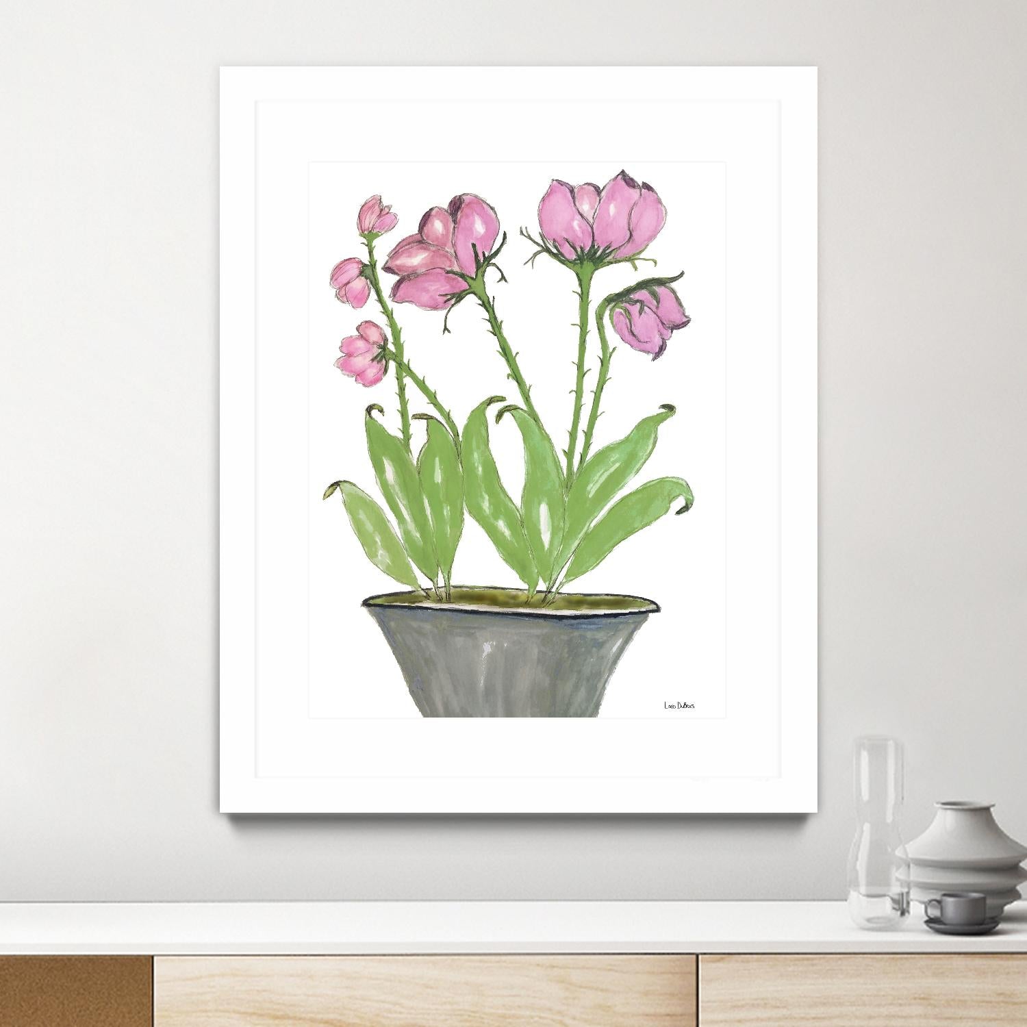 Summer Sequel – Pink -2 by Lori Dubois on GIANT ART - pink botanical plante dans un pot