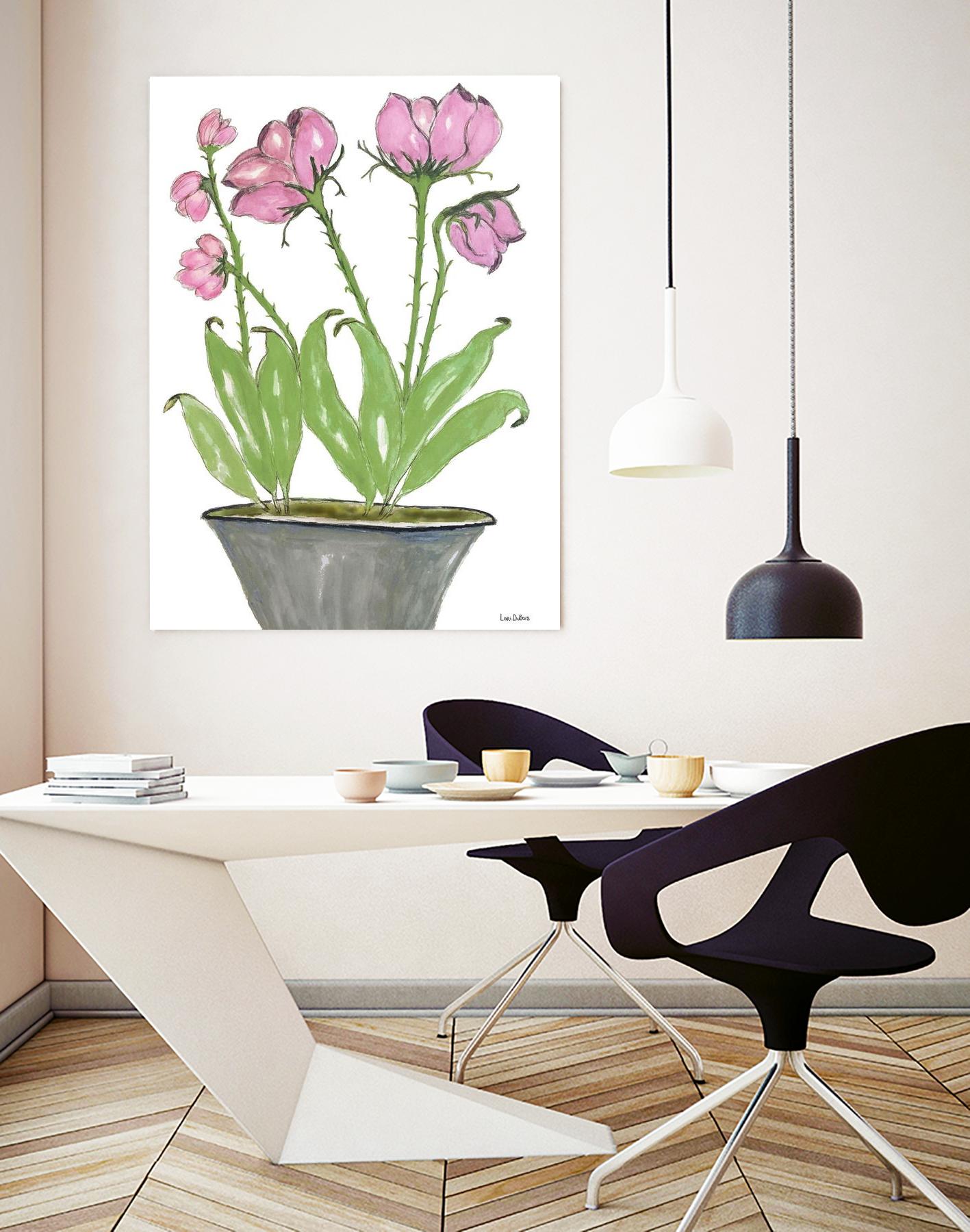 Summer Sequel – Pink -2 by Lori Dubois on GIANT ART - pink botanical plante dans un pot